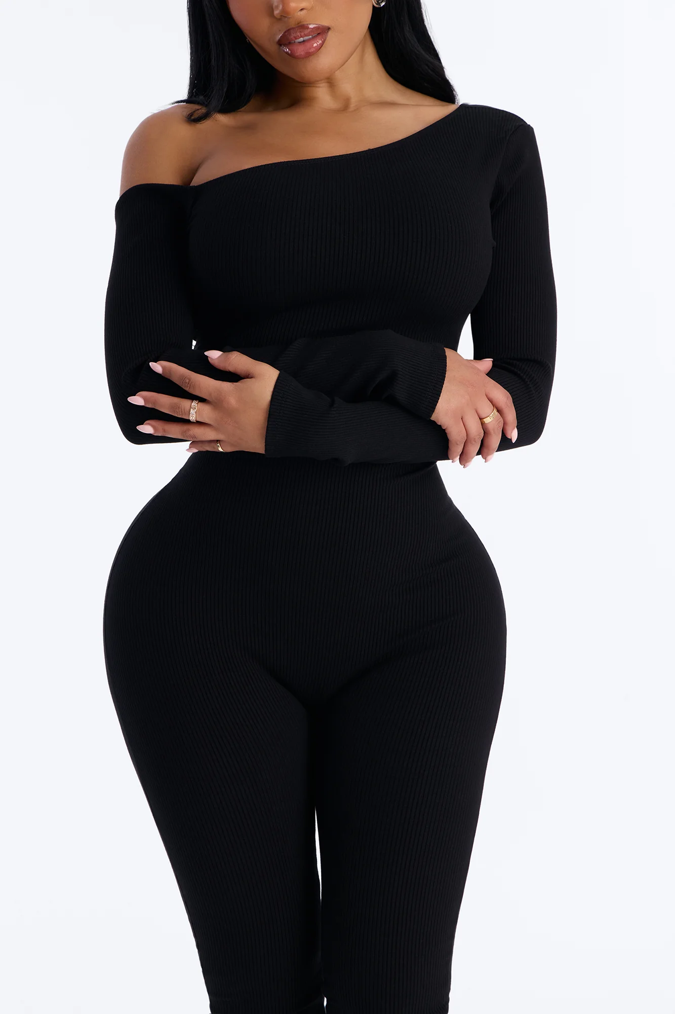 Cyndi Snatched Jumpsuit With Footie - Black - Image 3
