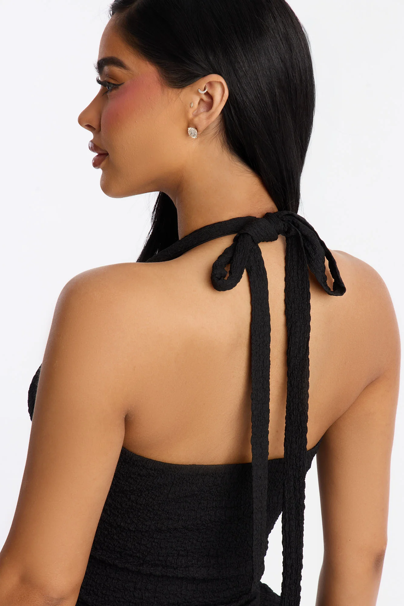 Cynthia Ruffle Micro Romper - Black - Image 4