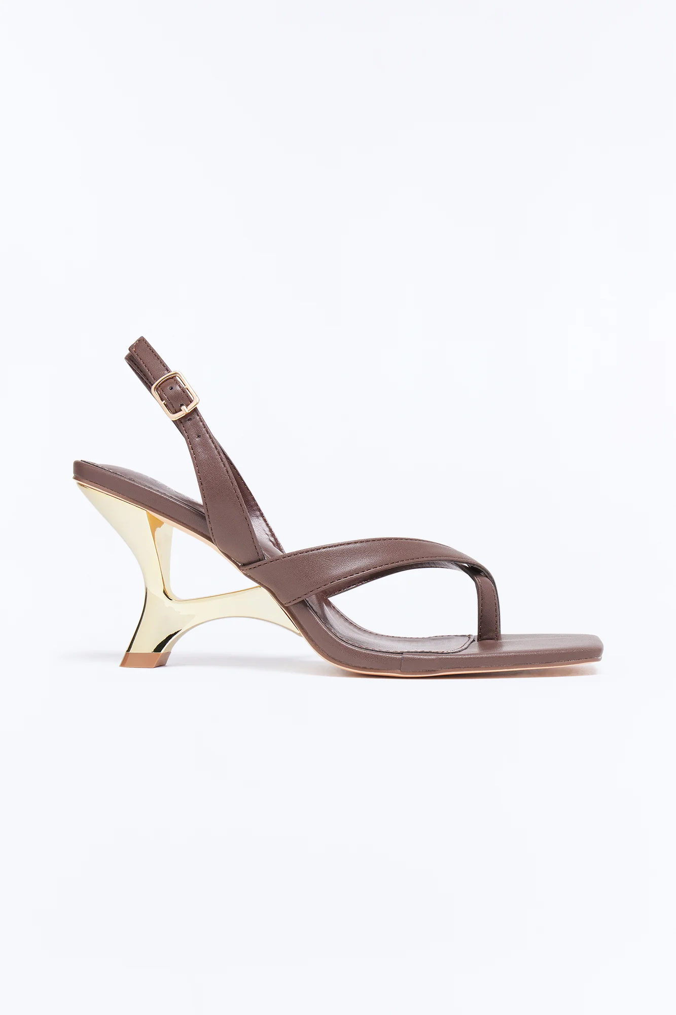 Cyra Thong Slingback Novelty Wedges - Brown