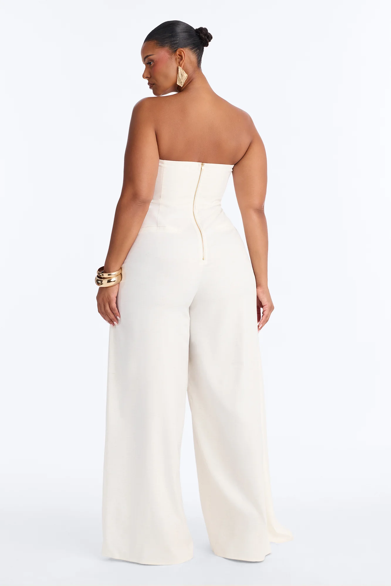Cyynthia Draped Strapless Jumpsuit - Oatmeal - Image 8