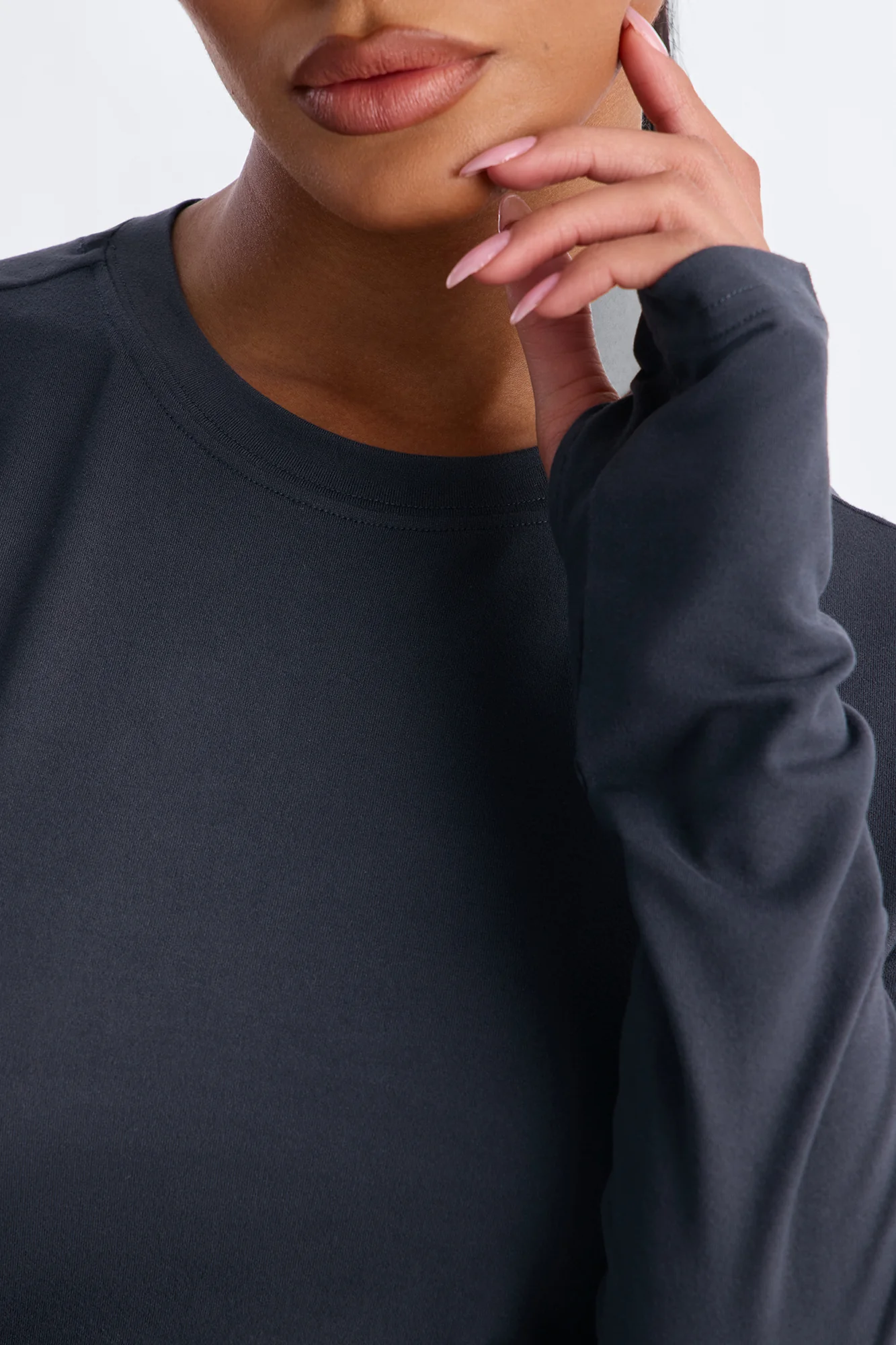 Daily Shift Long Sleeve Stretch Under Scrub Shirt - Charcoal - Image 3
