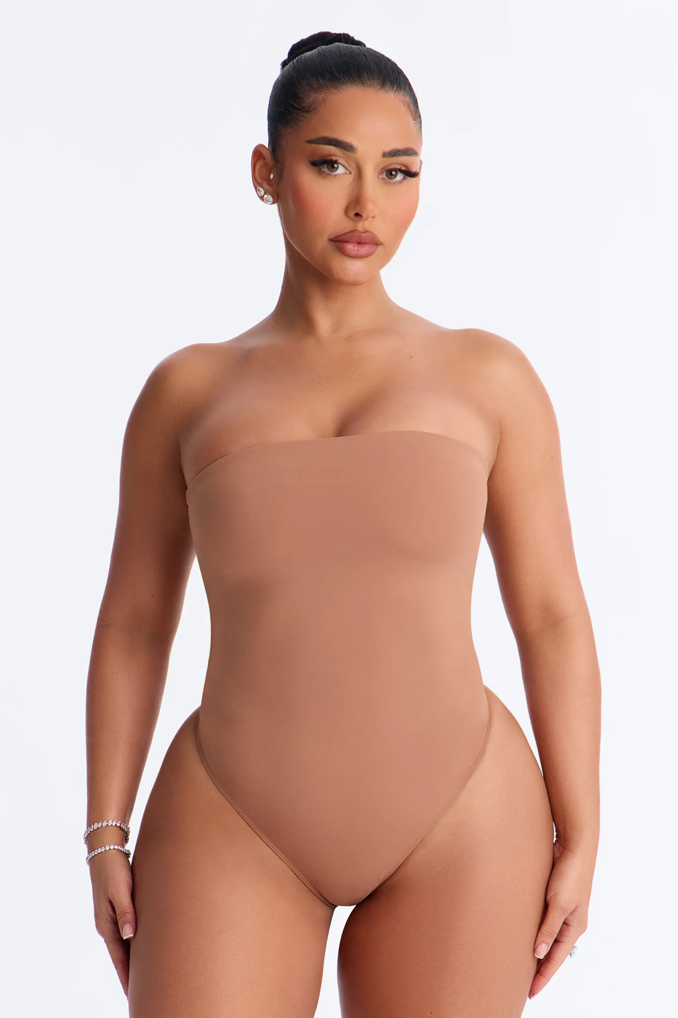Daisy Double Layer Tube Top Bodysuit - Mocha
