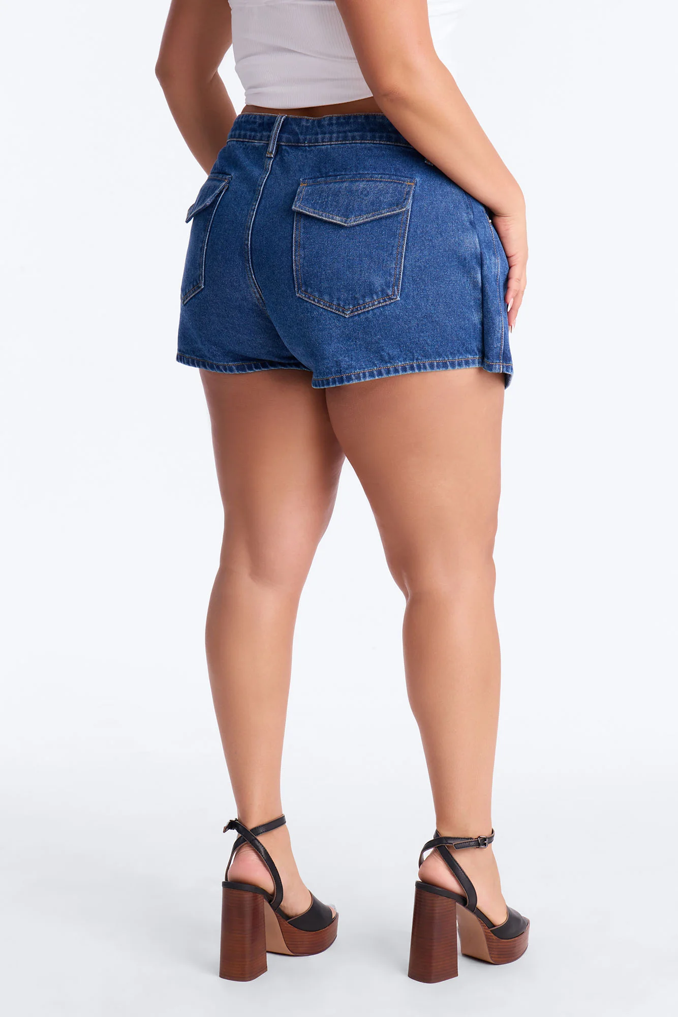 Dakota Lace Up Denim Micro Mini Skort - Dark Wash - Image 8