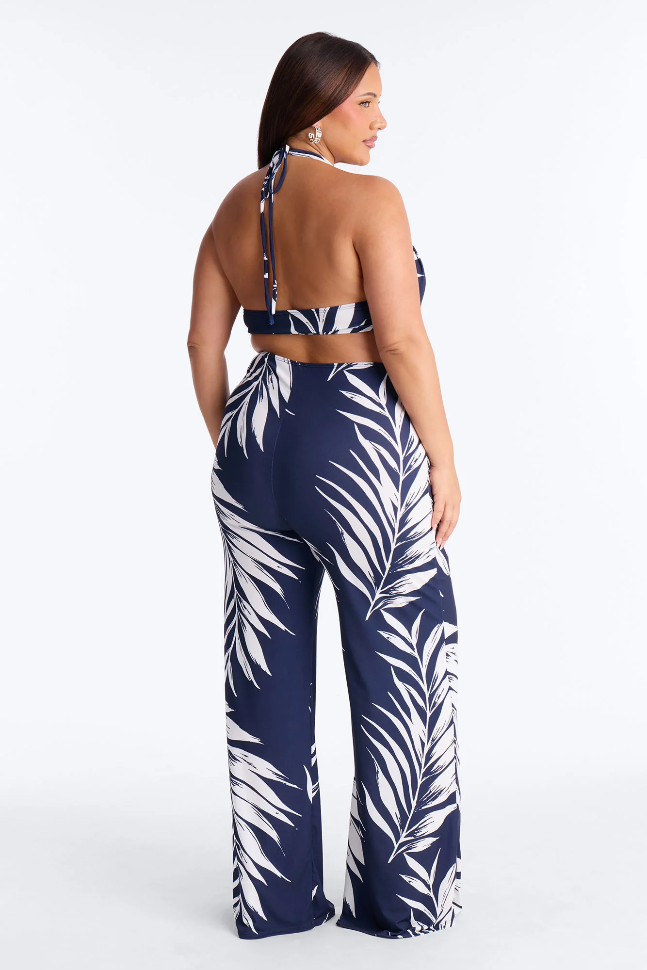 Dalia Tropical Wide Leg Jumpsuit - Navy - Image 8