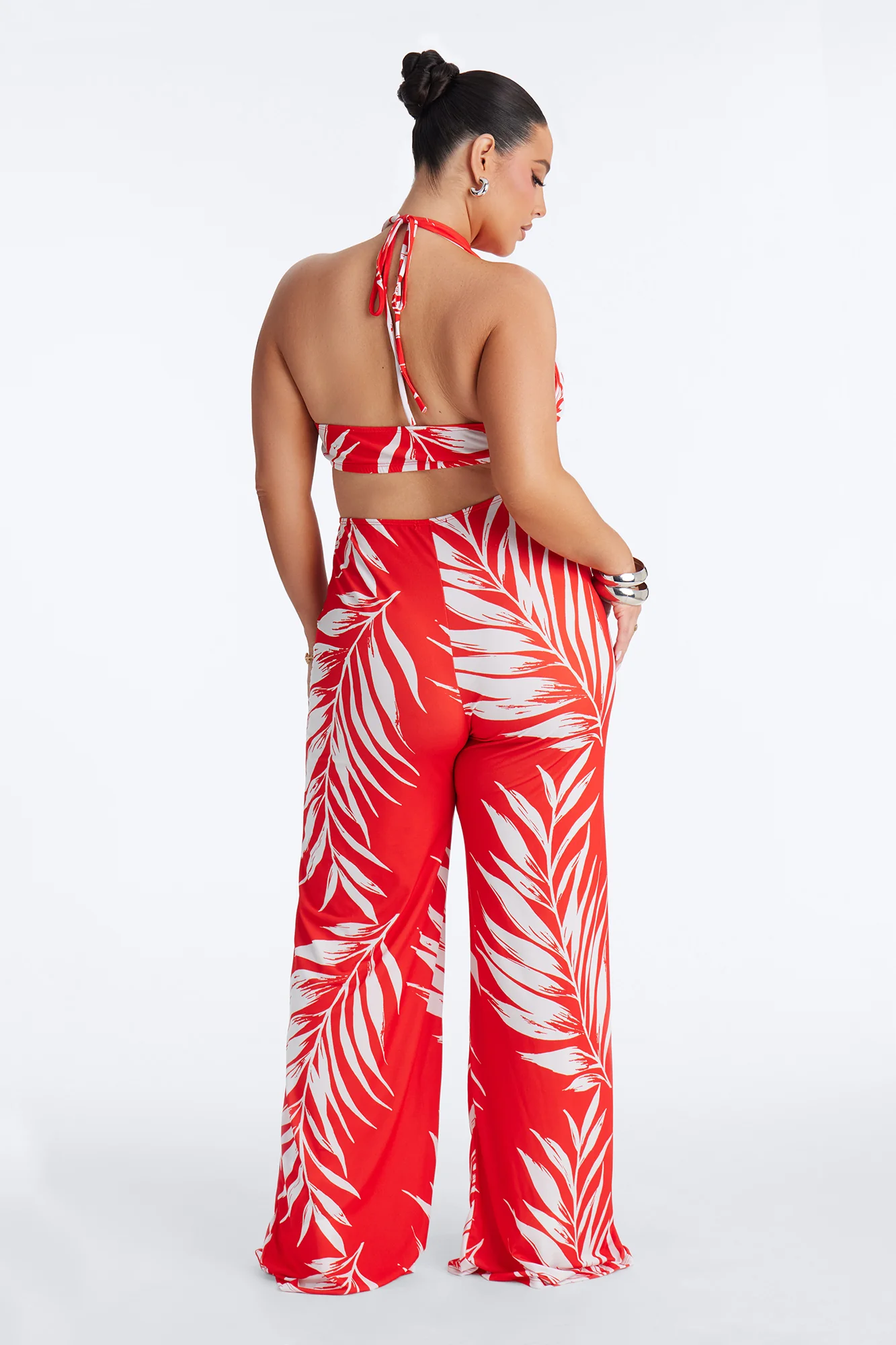 Dalia Tropical Wide Leg Jumpsuit - Orange - Image 8