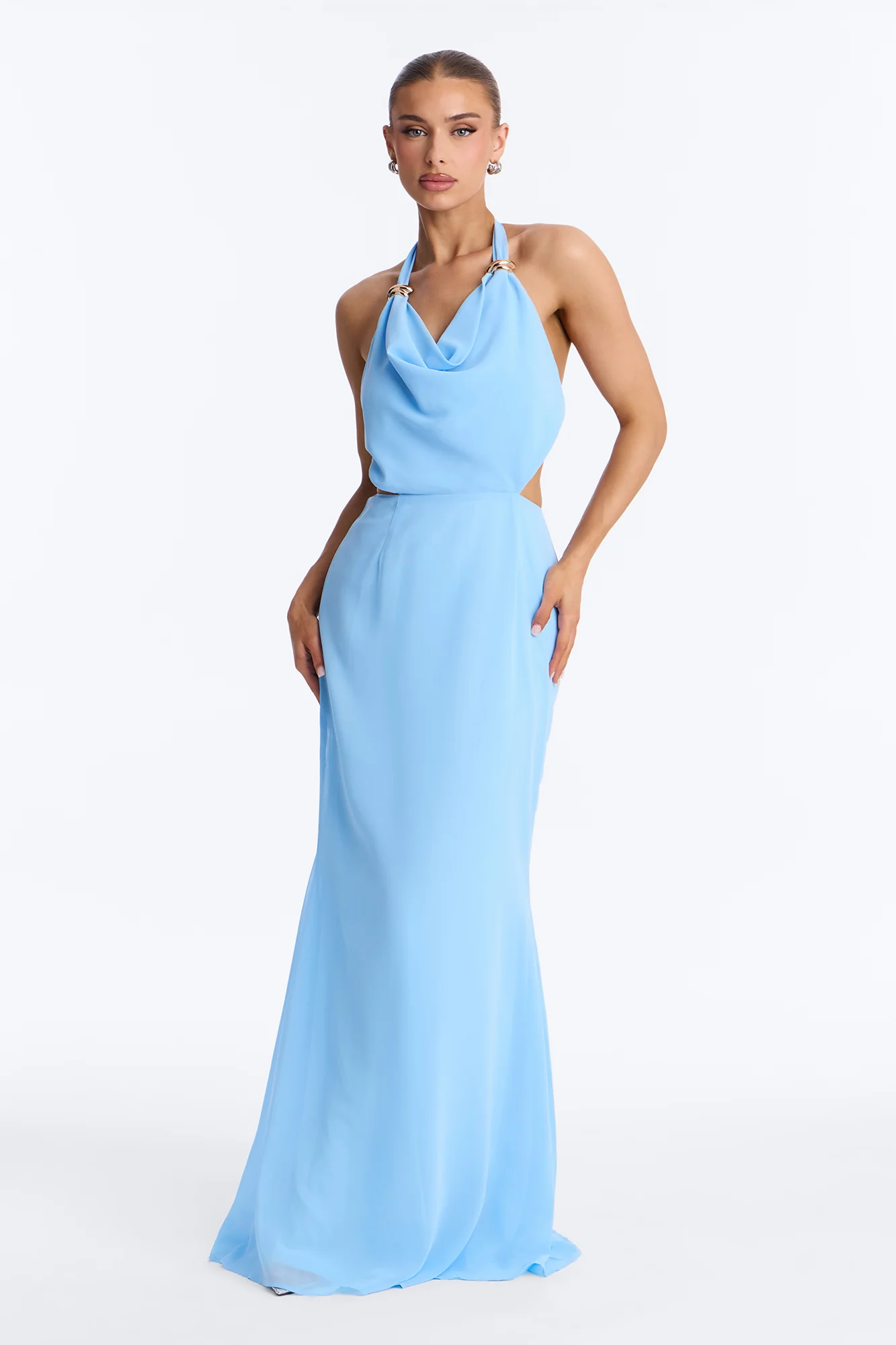 Daliah Backless Chiffon Maxi Dress - Blue