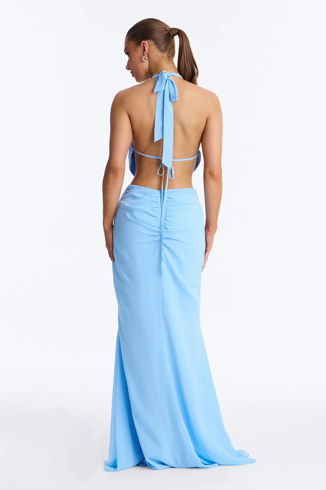 Daliah Backless Chiffon Maxi Dress - Blue - Image 4