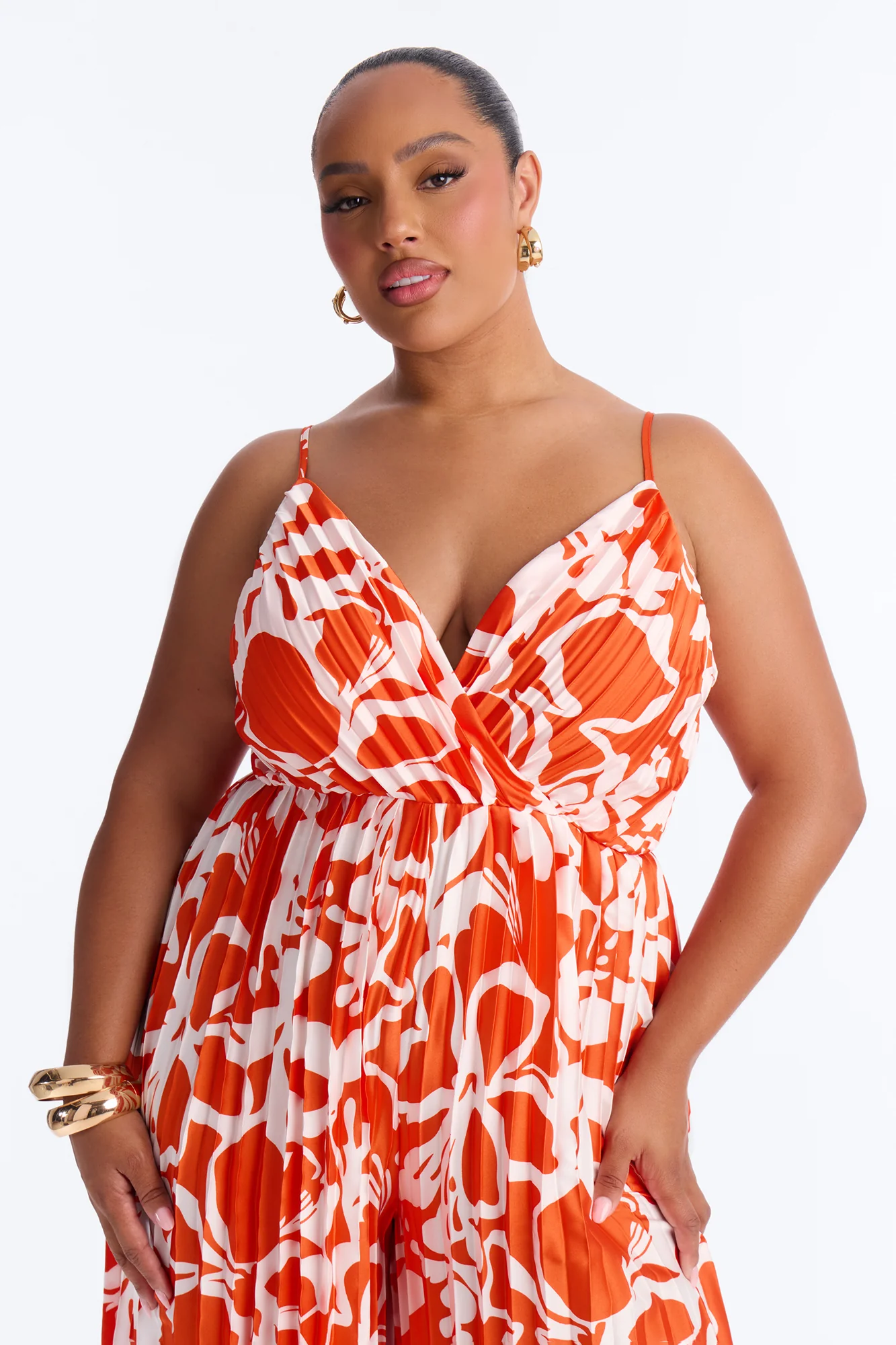 Dana Satin Wide Leg Jumpsuit - Orange - Image 6