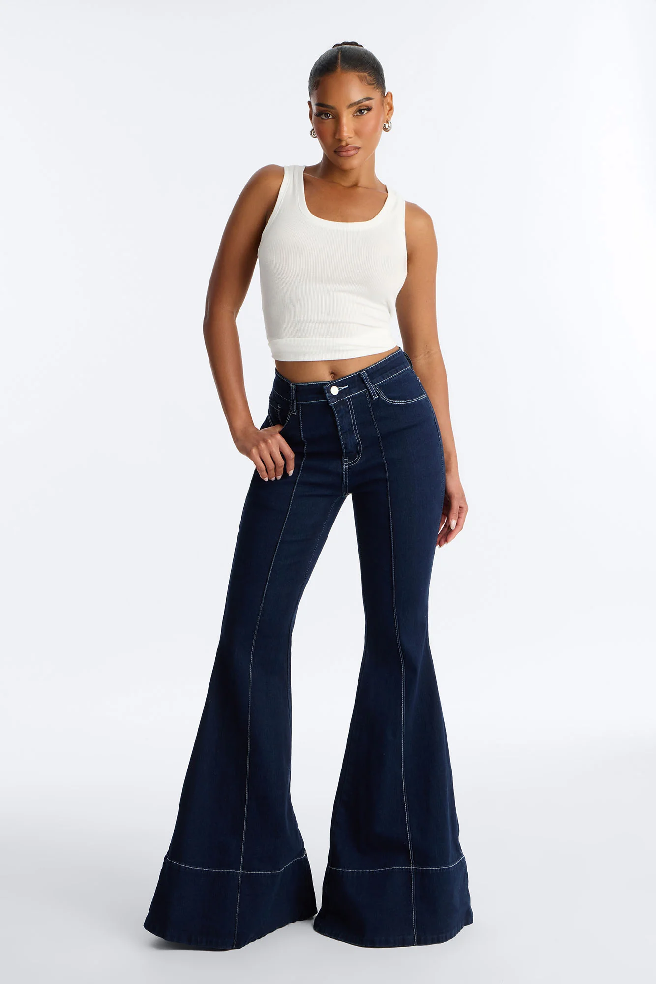 Dance Queen Stretch Flare Jeans - Dark Wash - Image 2