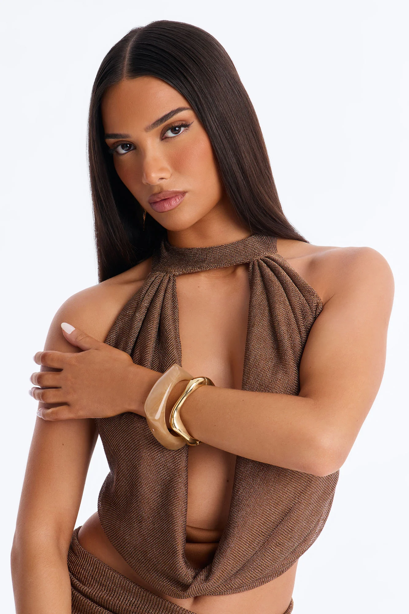 Dancing In Cabo 2 Piece Bracelet Set - Gold/Brown - Image 2