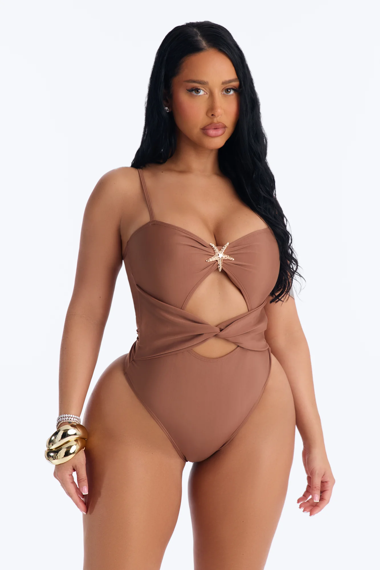 Dancing With You 1pc Swimsuit - Brown