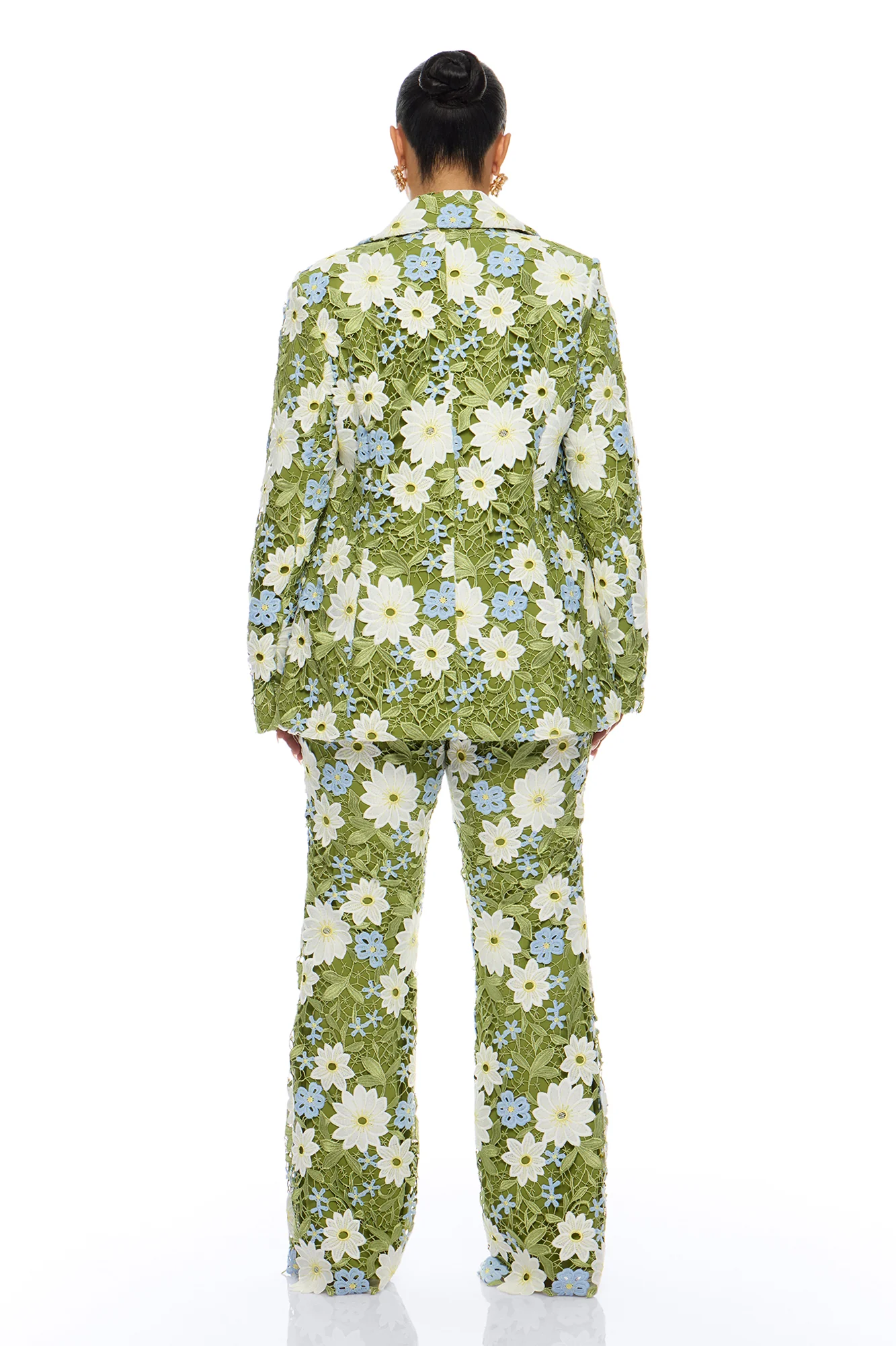 Dani Floral Embroidered Blazer - Chartreuse - Image 8