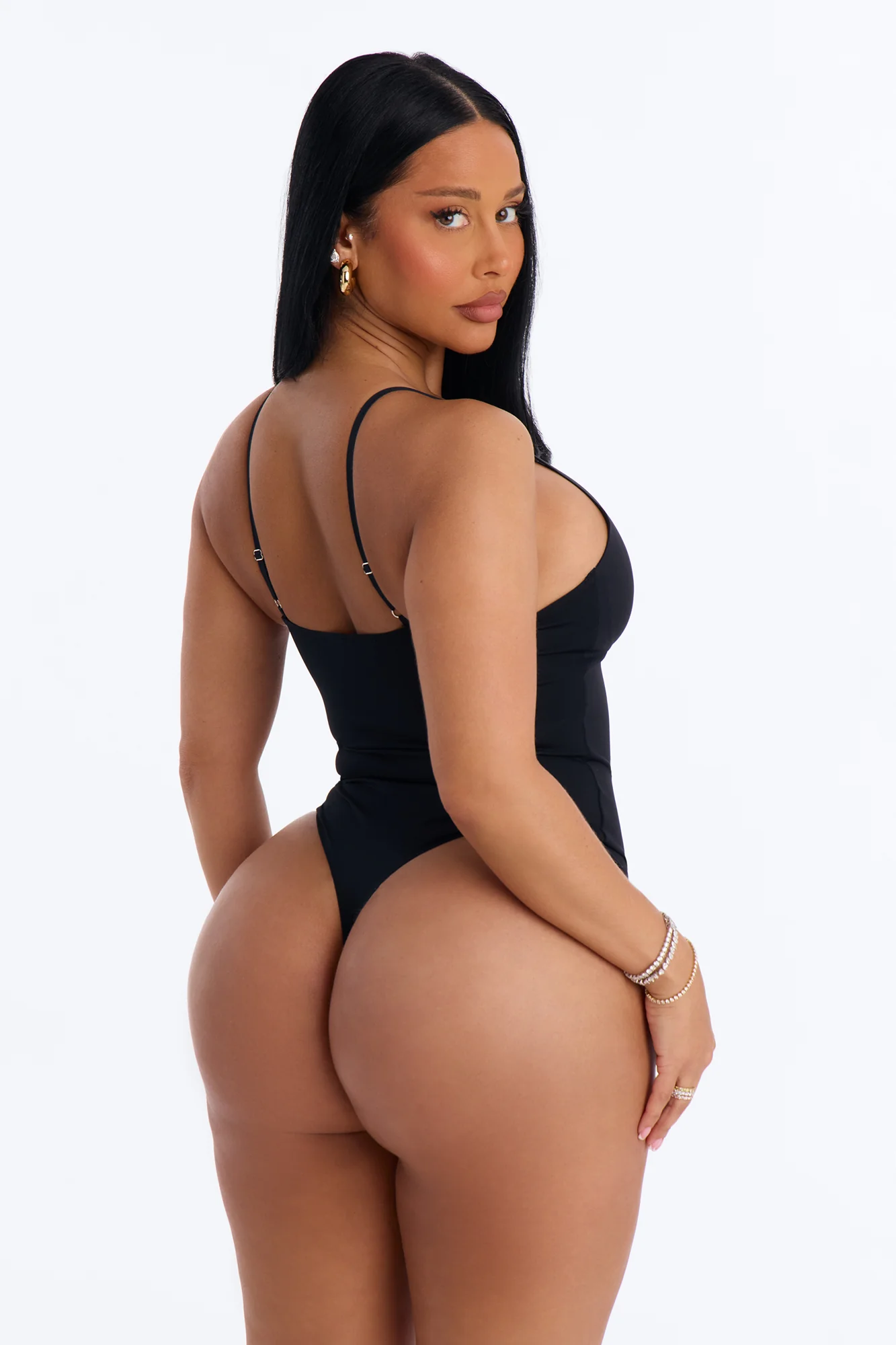 Dani Scoop Neck Seamless Bodysuit - Black - Image 4