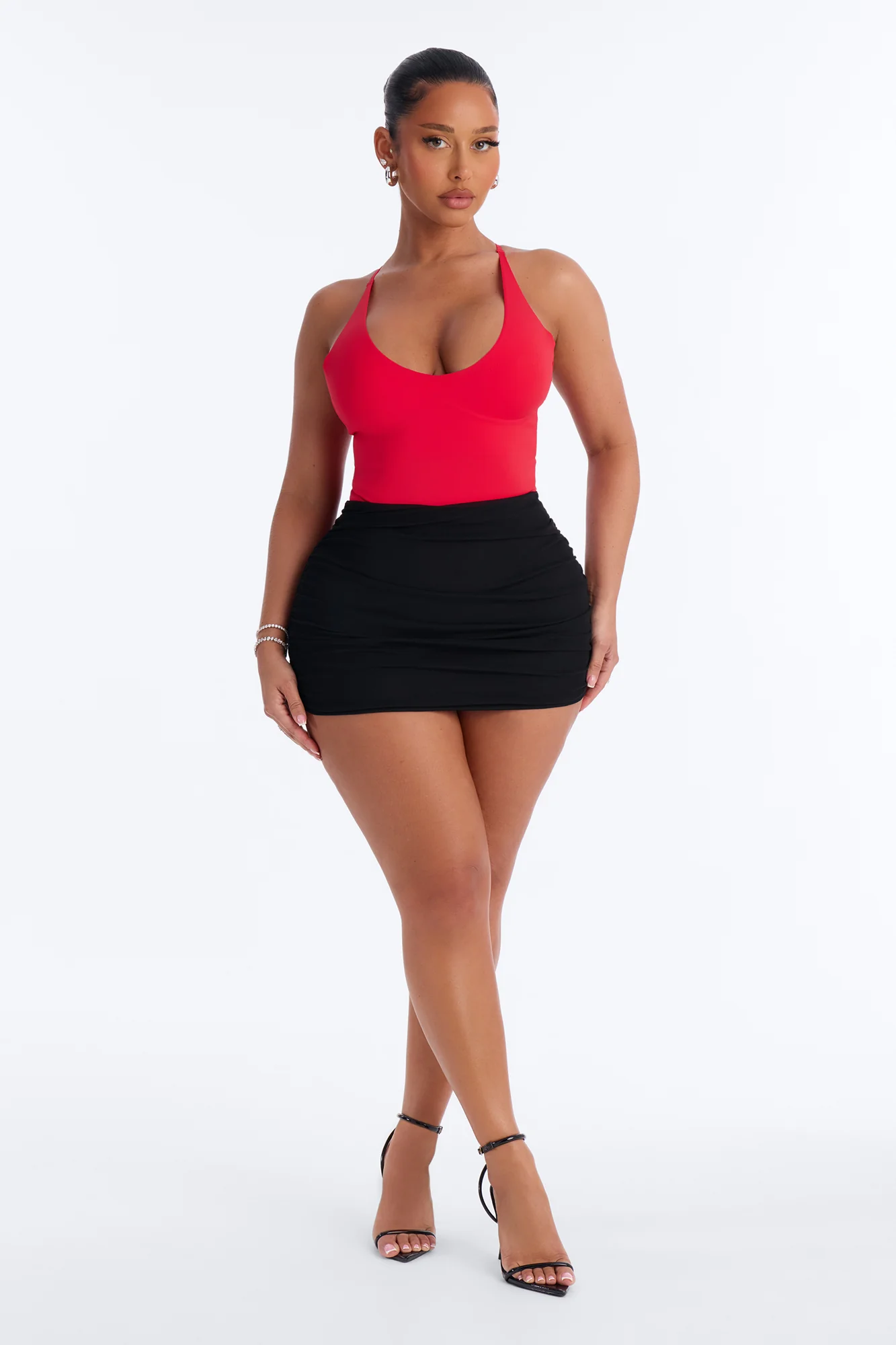 Dani Scoop Neck Seamless Bodysuit - Red - Image 2