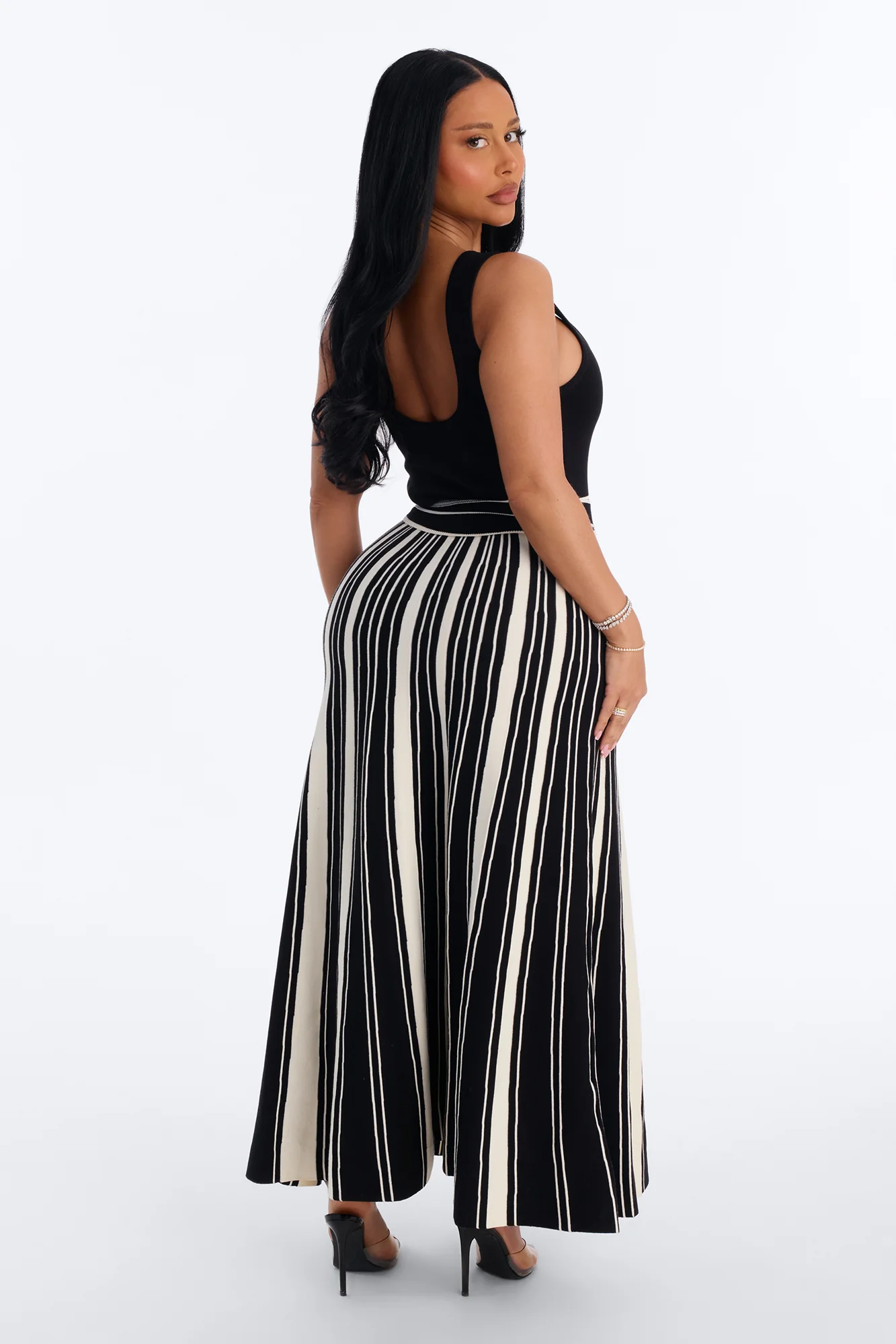 Danica A Line Knit Maxi Dress - Black/White - Image 4