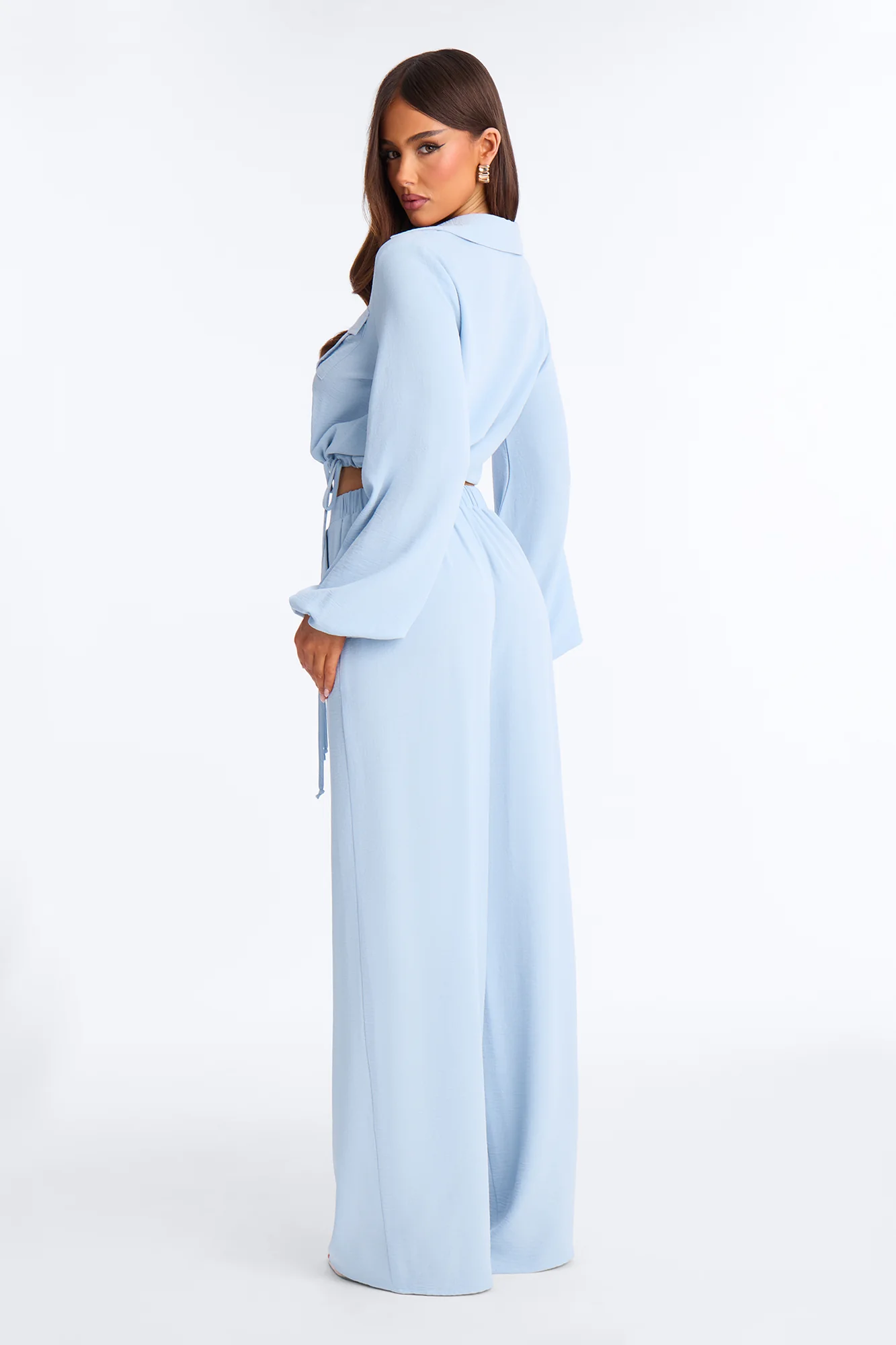 Daniela Wide Leg Pant Set - Light Blue - Image 4
