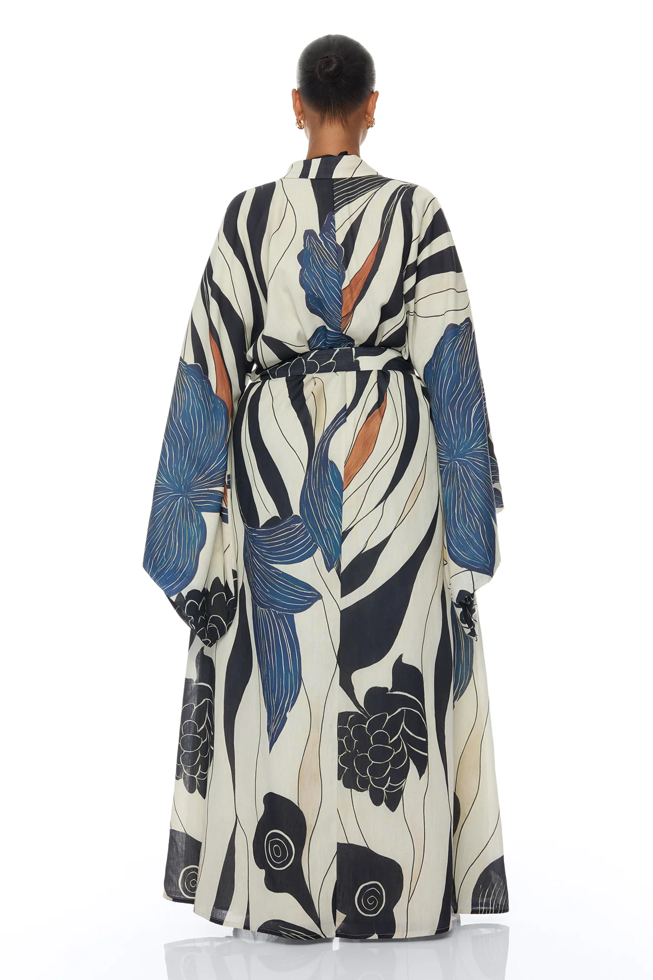 Daniella Bell Sleeve Linen Kimono - Navy/combo - Image 10