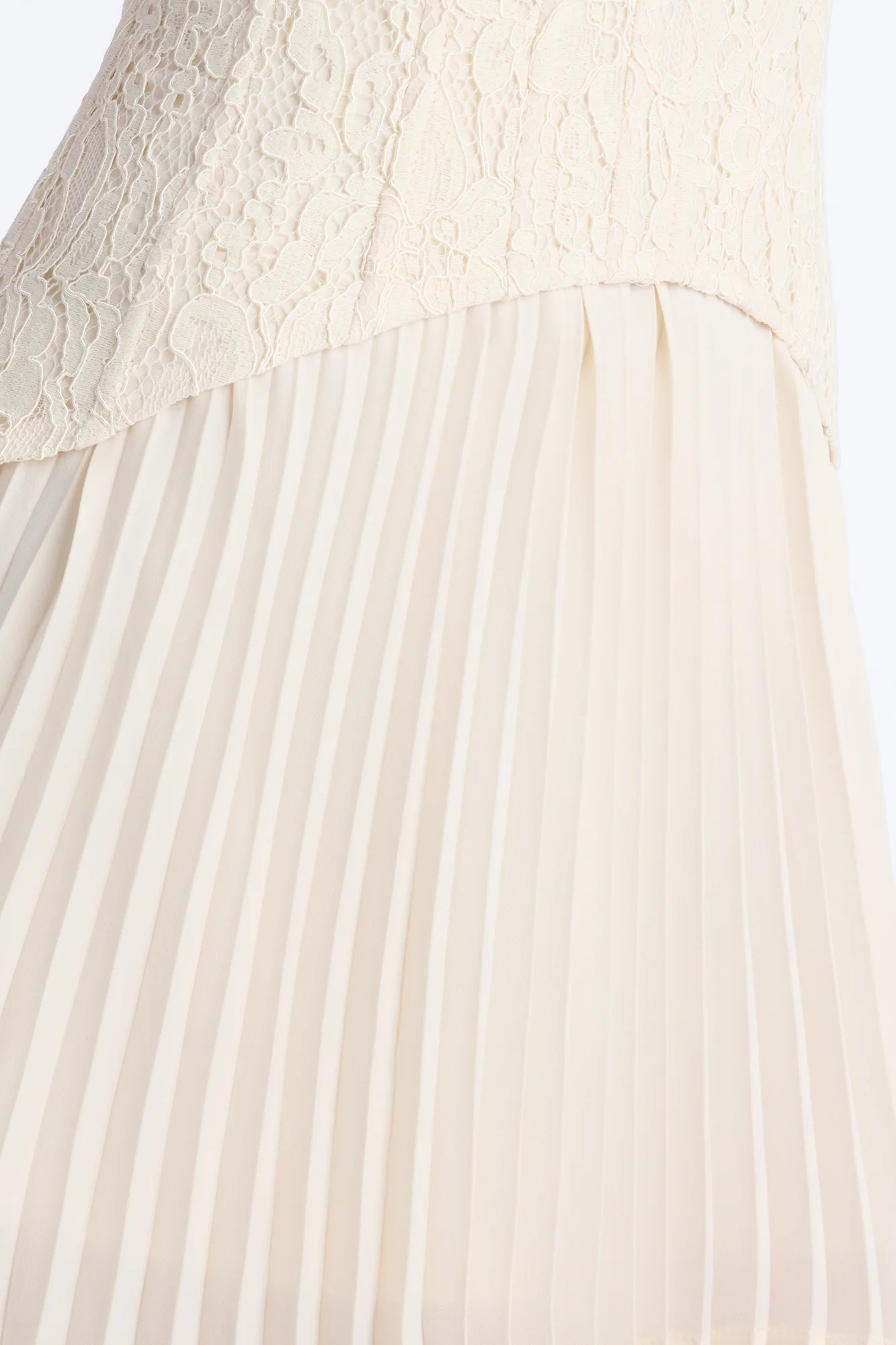 Daniella Lace Corset Pleated Mini Dress - Cream - Image 3