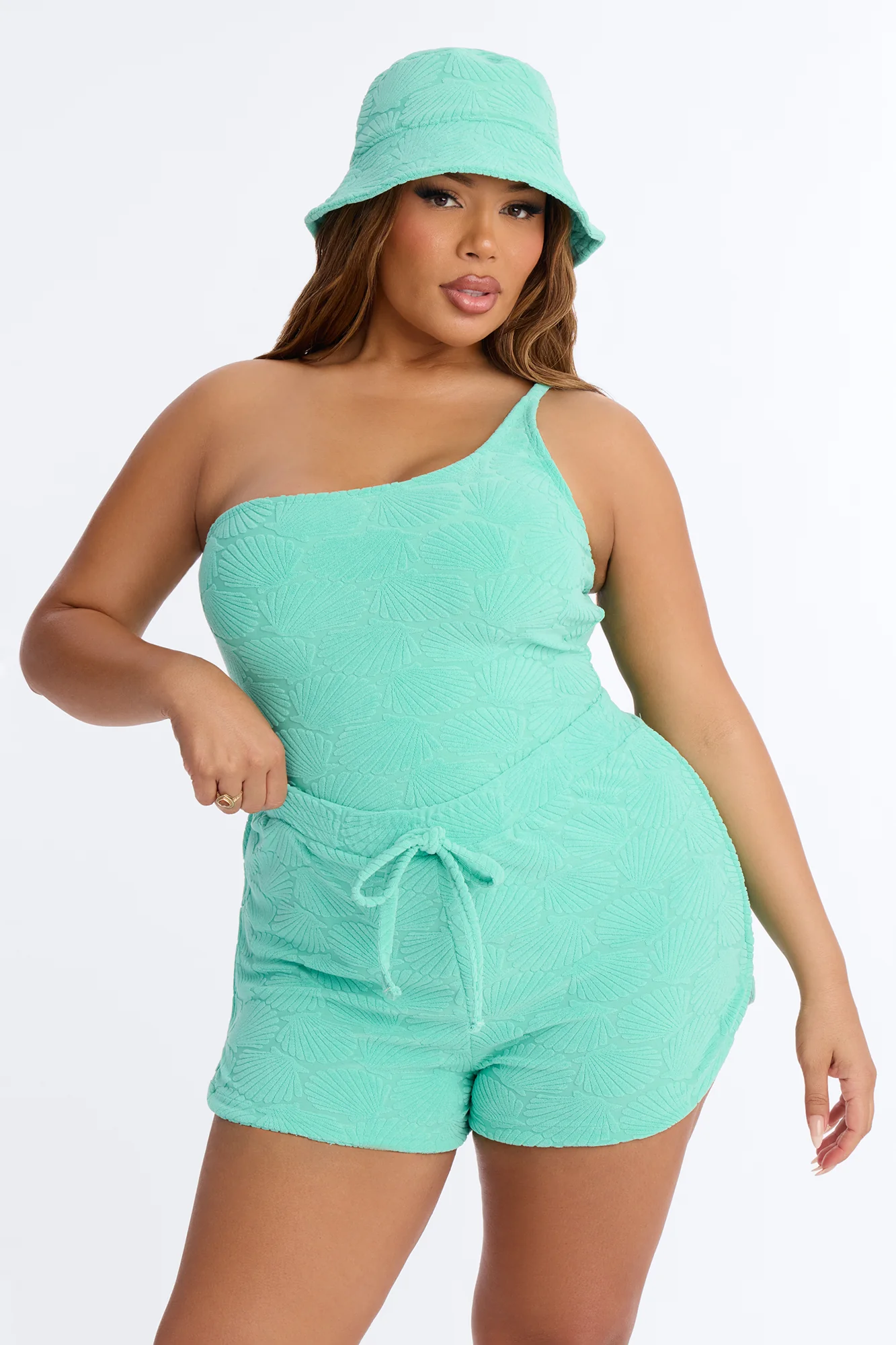 Danielle Terry Cloth 3 Piece Swim Short Set - Mint - Image 7