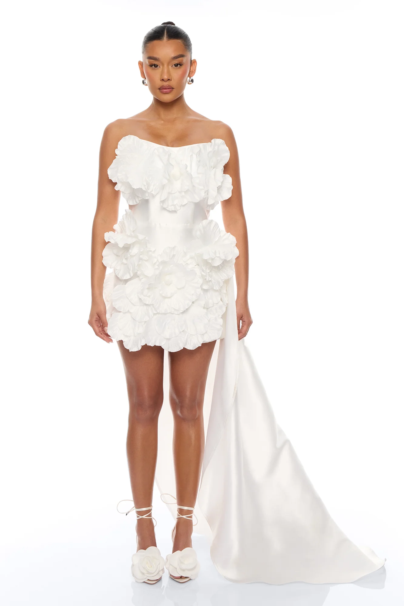 Dara Draped Taffeta Mini Dress - White