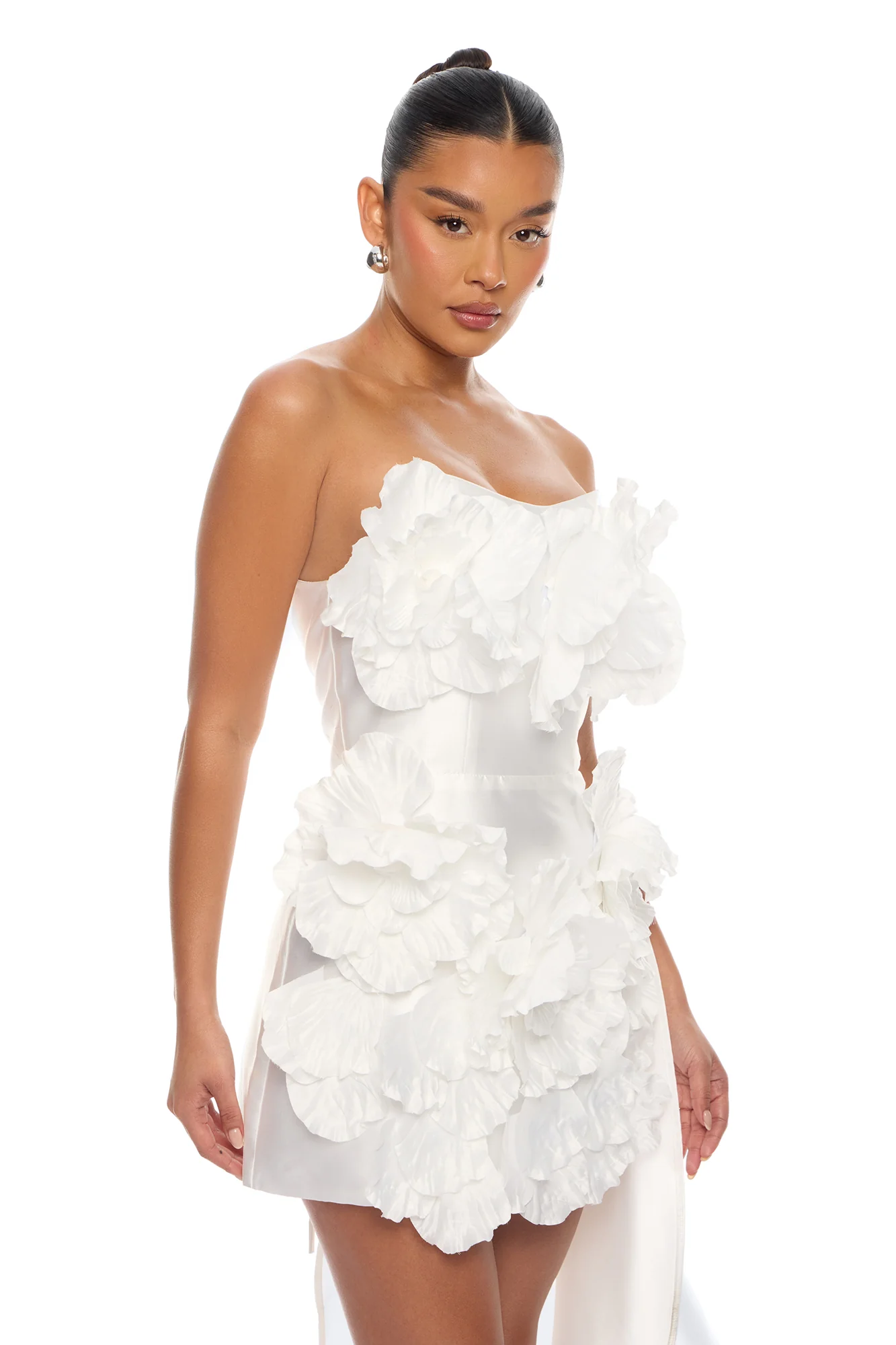 Dara Draped Taffeta Mini Dress - White - Image 2