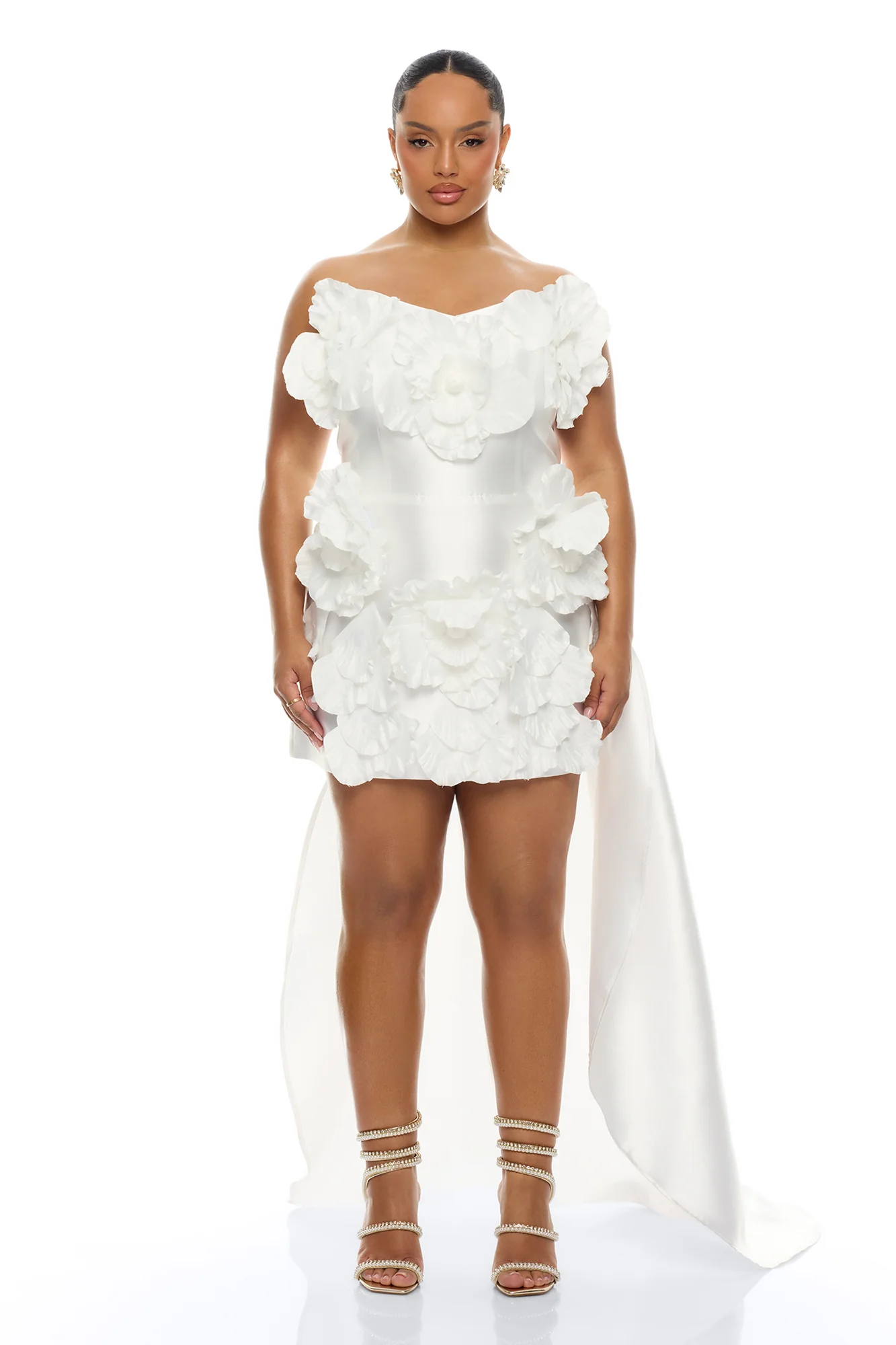Dara Draped Taffeta Mini Dress - White - Image 5