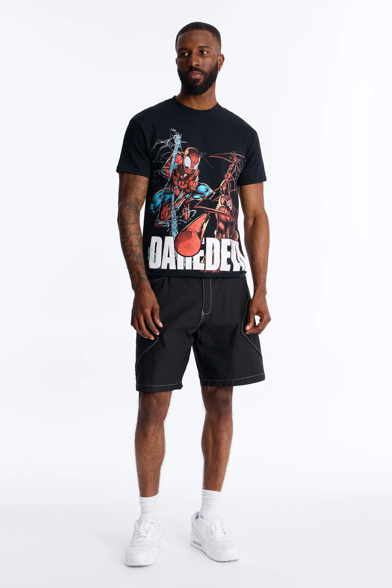 Daredevil And Spiderman Boxy Short Sleeve Tee - Black - Image 2