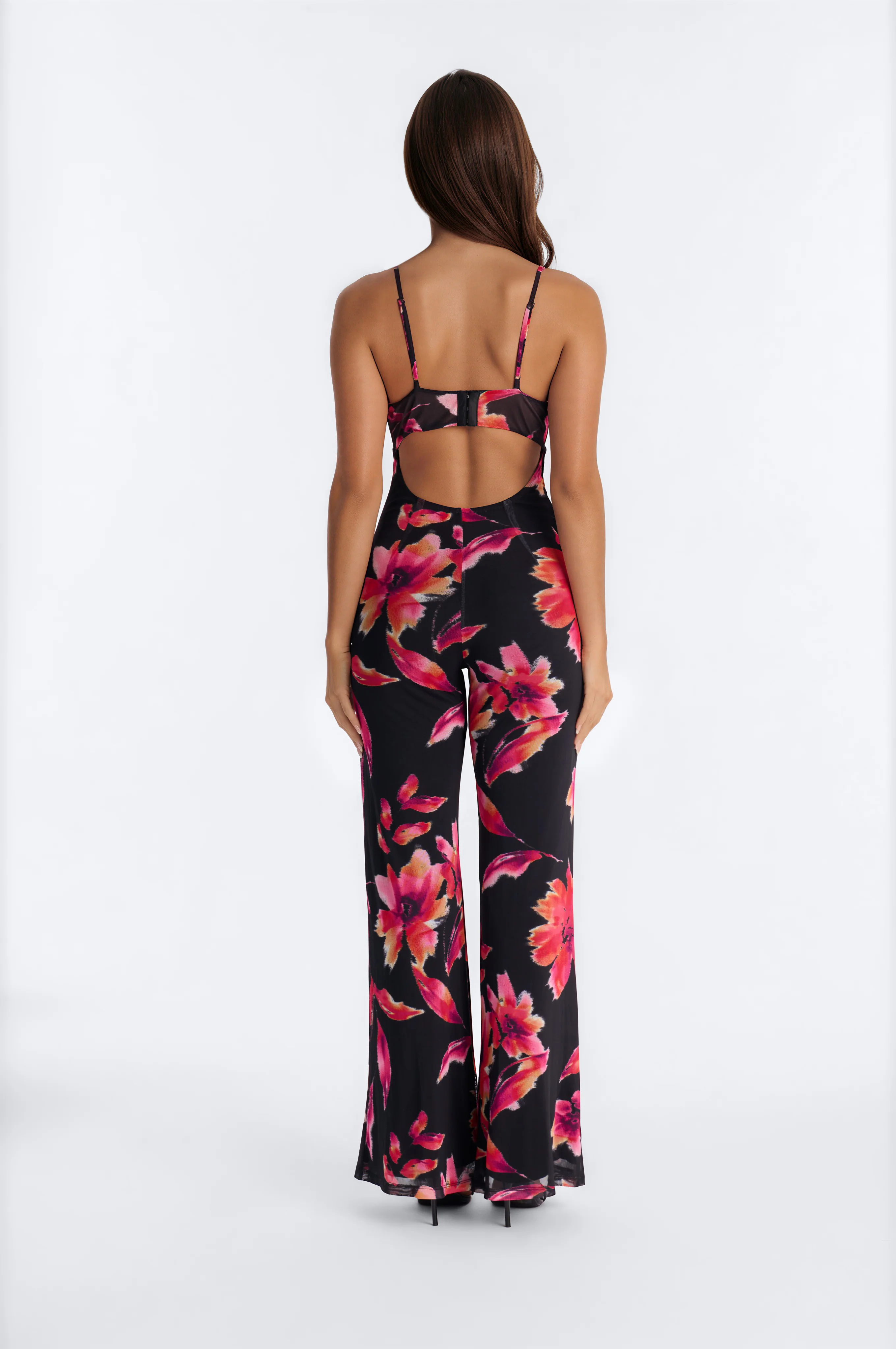 Dark Bloom Lace Floral Mesh Jumpsuit - Black/combo - Image 4