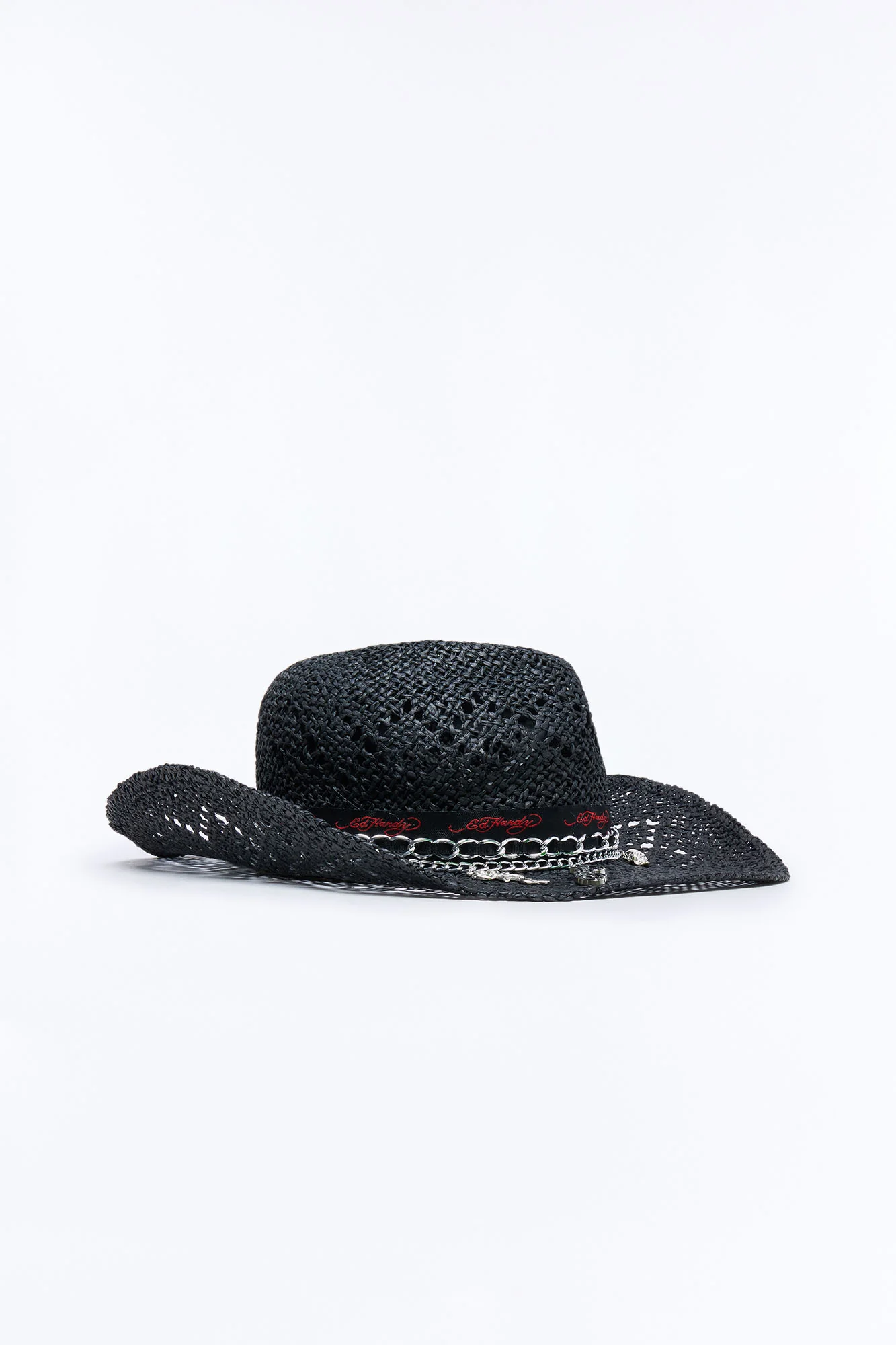 Dark Love Ed Hardy Straw Cowboy Hat - Black - Image 3