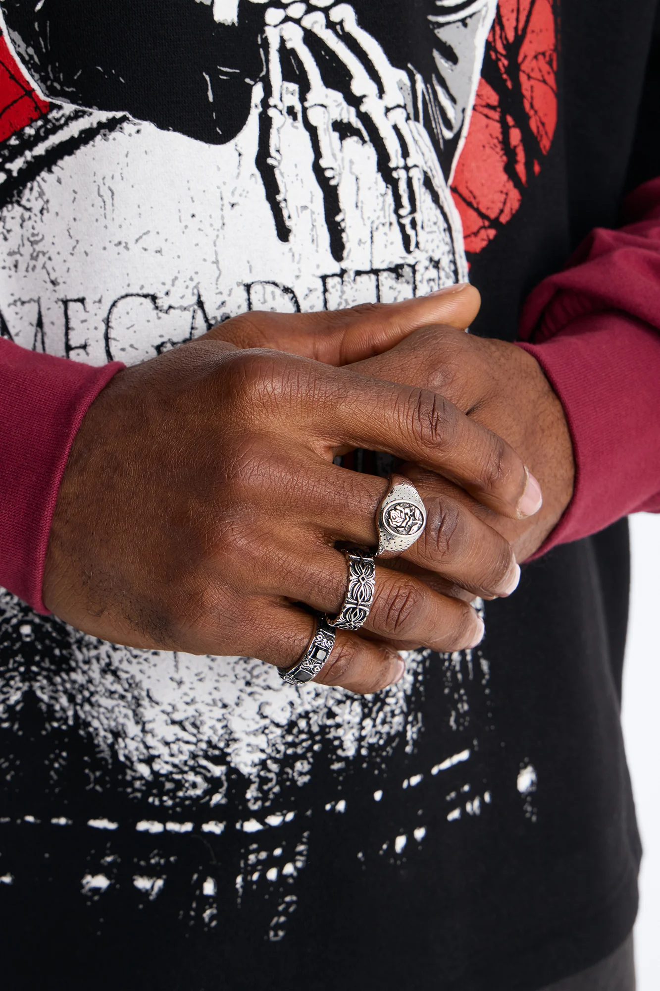Darkening Rose Multi Size Ring Set - Silver