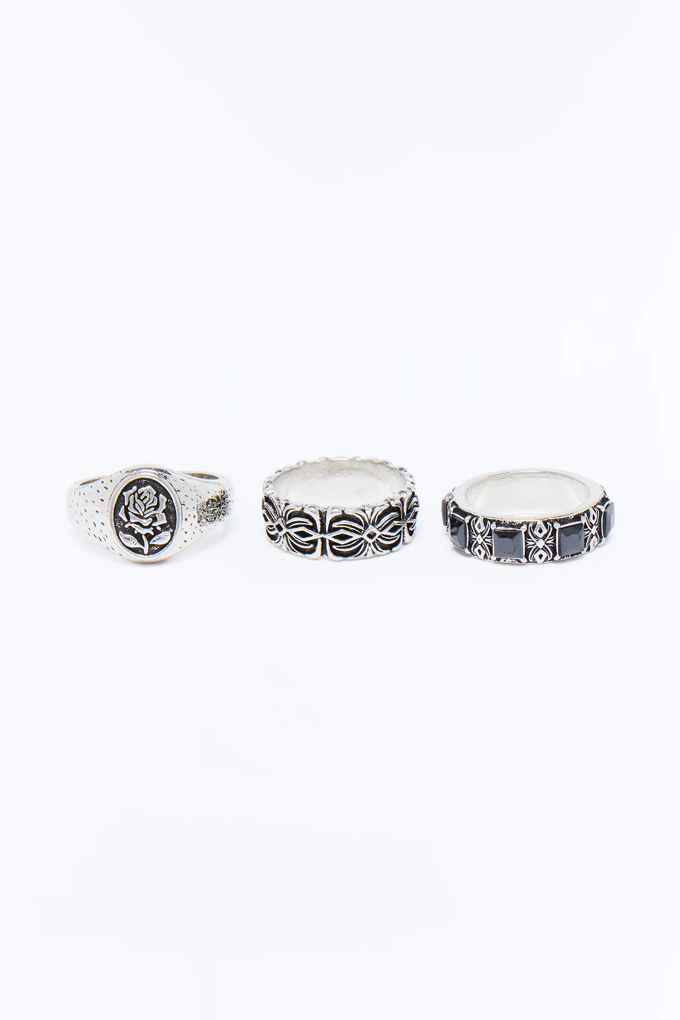 Darkening Rose Multi Size Ring Set - Silver - Image 3