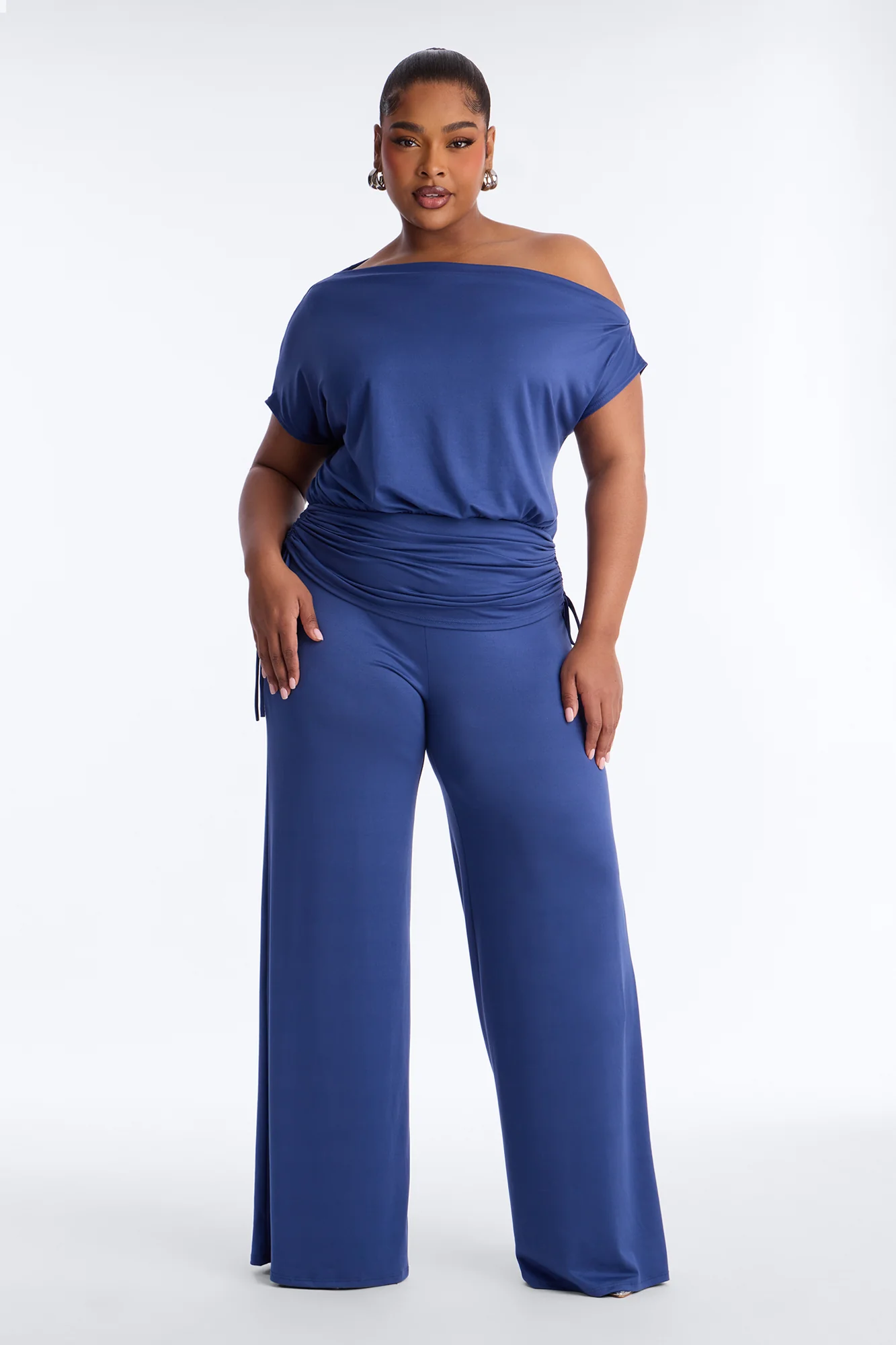 Darla Off Shoulder Pant Set - Blue - Image 5