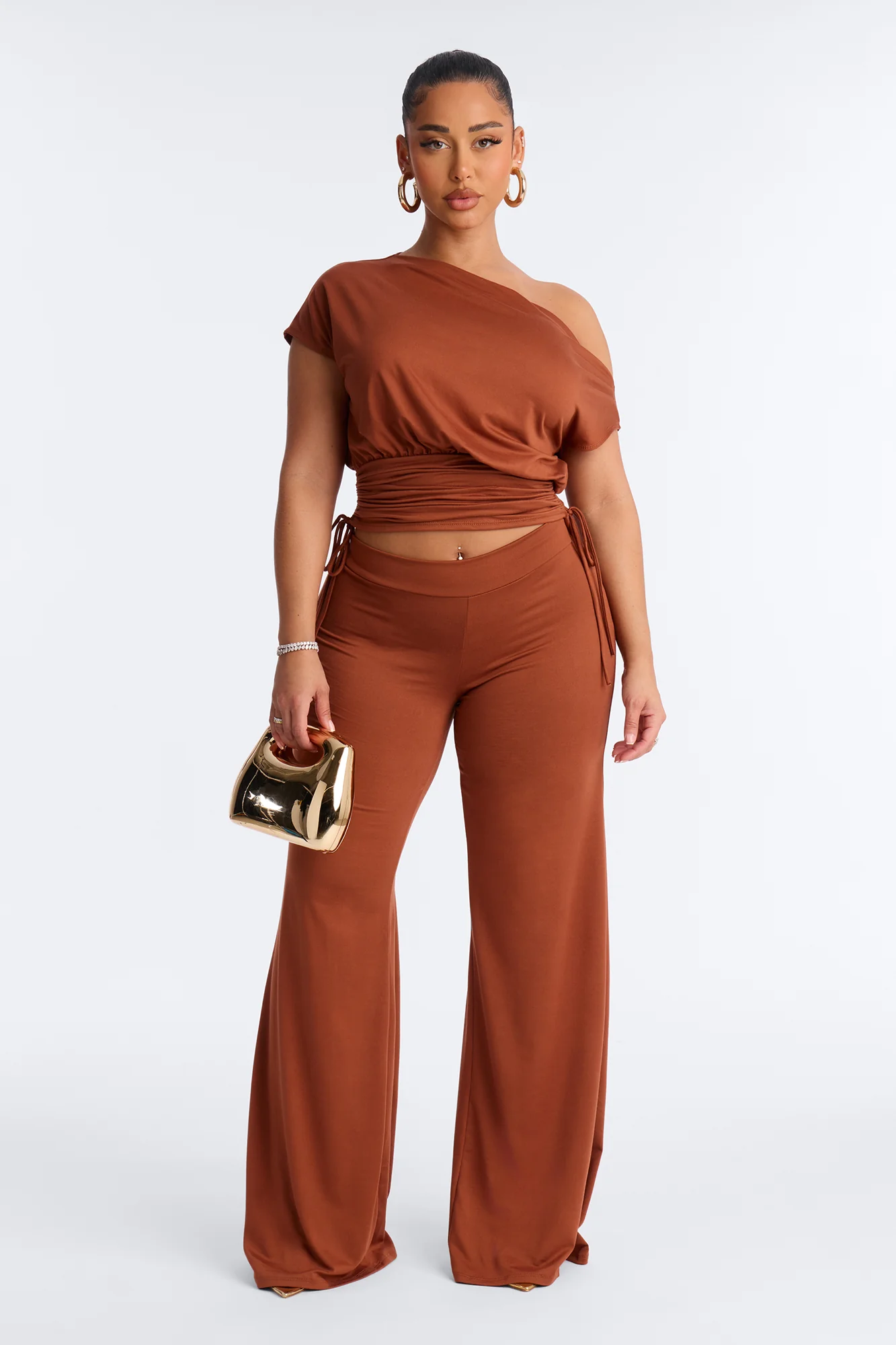 Darla Off Shoulder Pant Set - Rust
