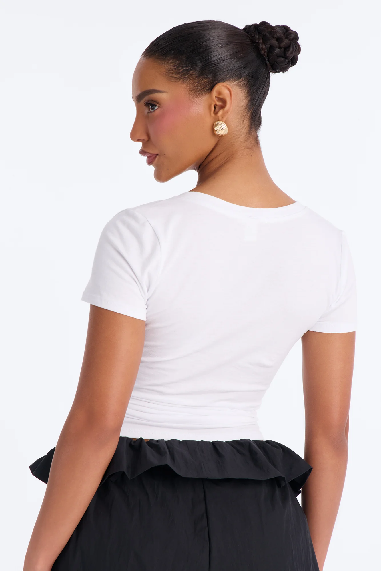 Darlene Basic V Neck Top - White - Image 3