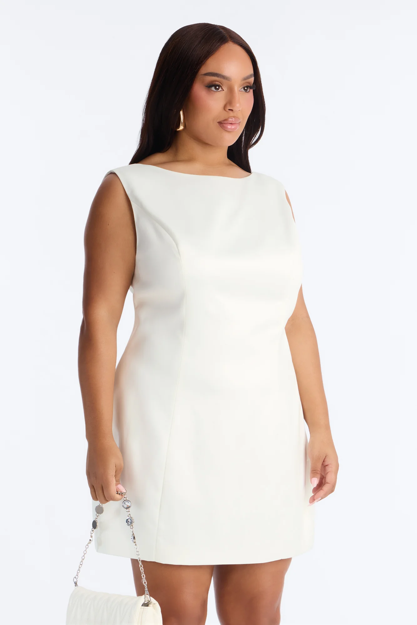 Darling Bow Satin Backless Mini Dress - Off White - Image 6