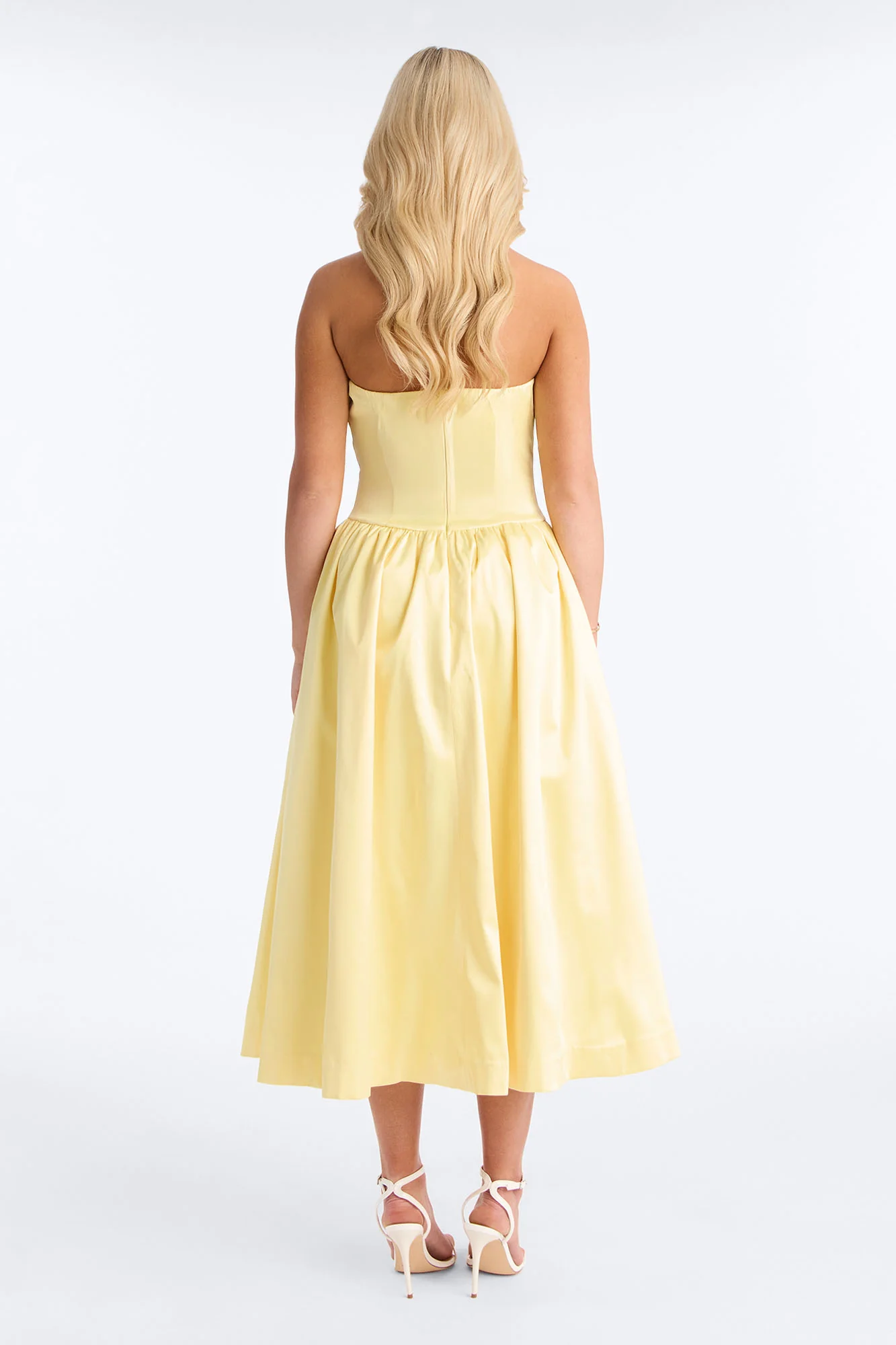 Darling Bow Satin Midi Dress - Butter Yellow - Image 4