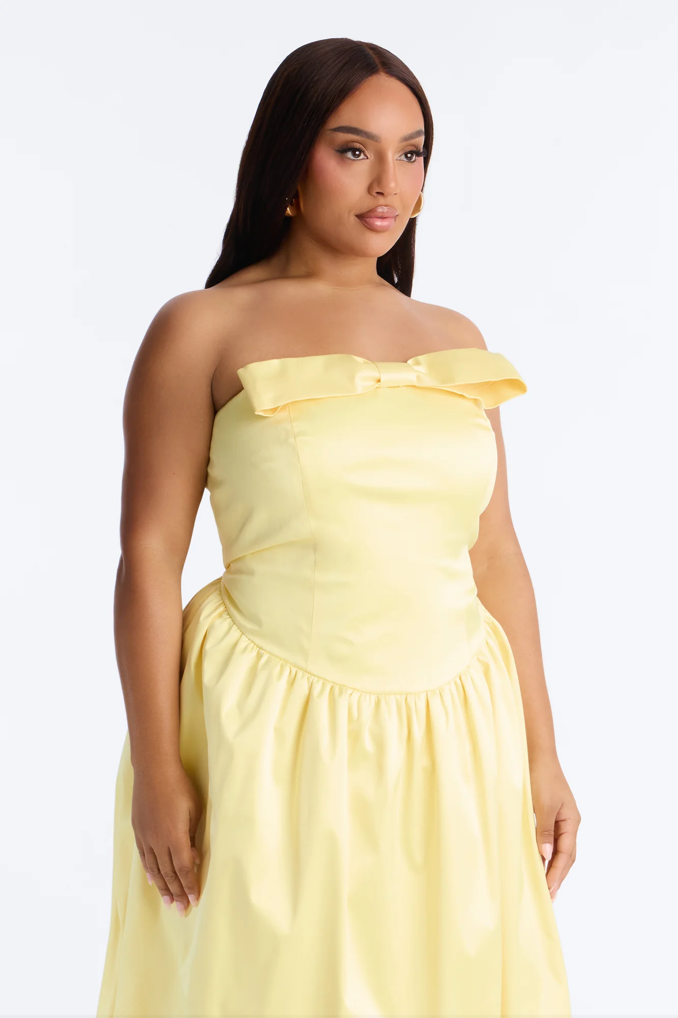 Darling Bow Satin Midi Dress - Butter Yellow - Image 6