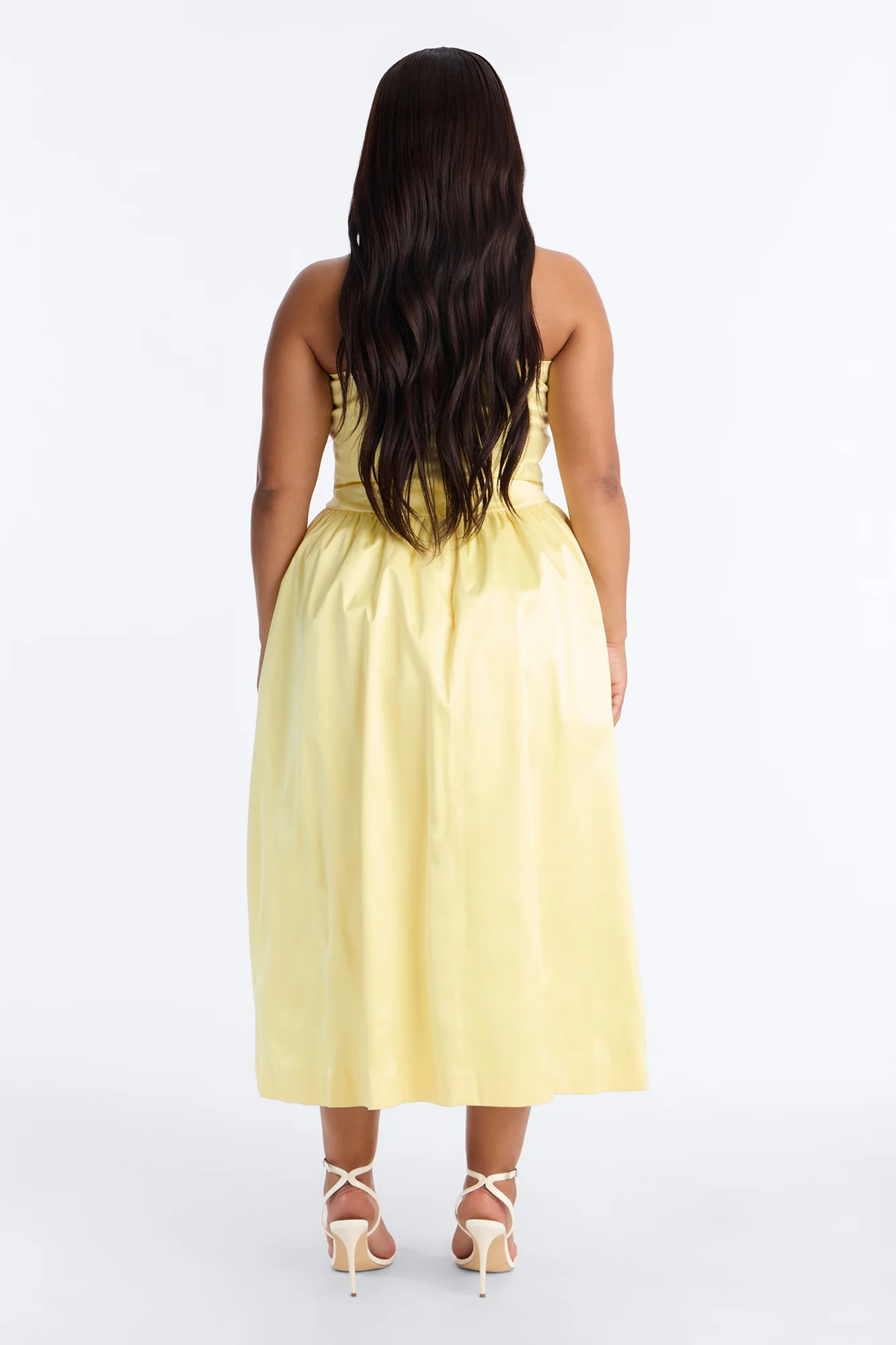 Darling Bow Satin Midi Dress - Butter Yellow - Image 8