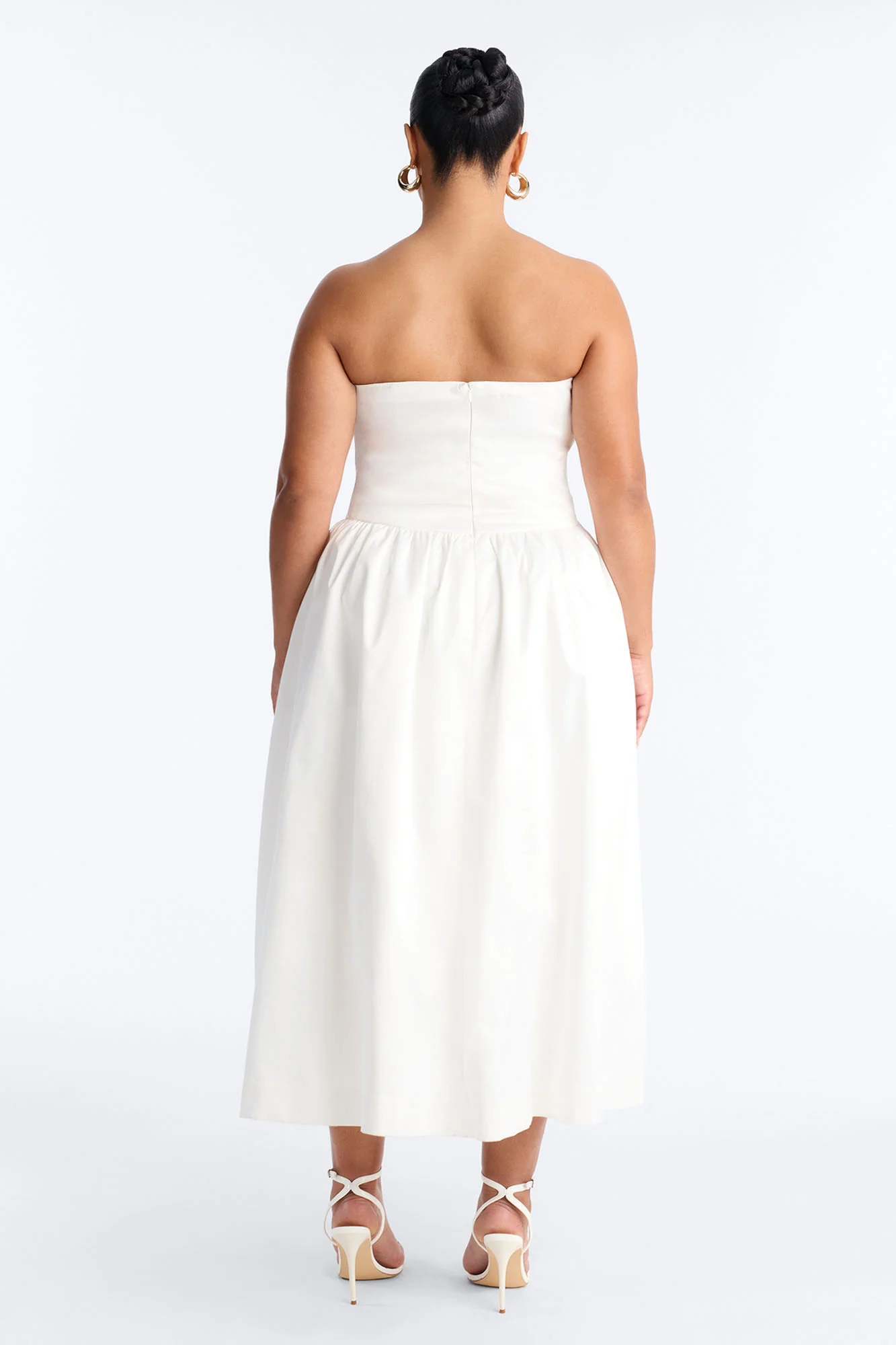 Darling Bow Satin Midi Dress - Off White - Image 9