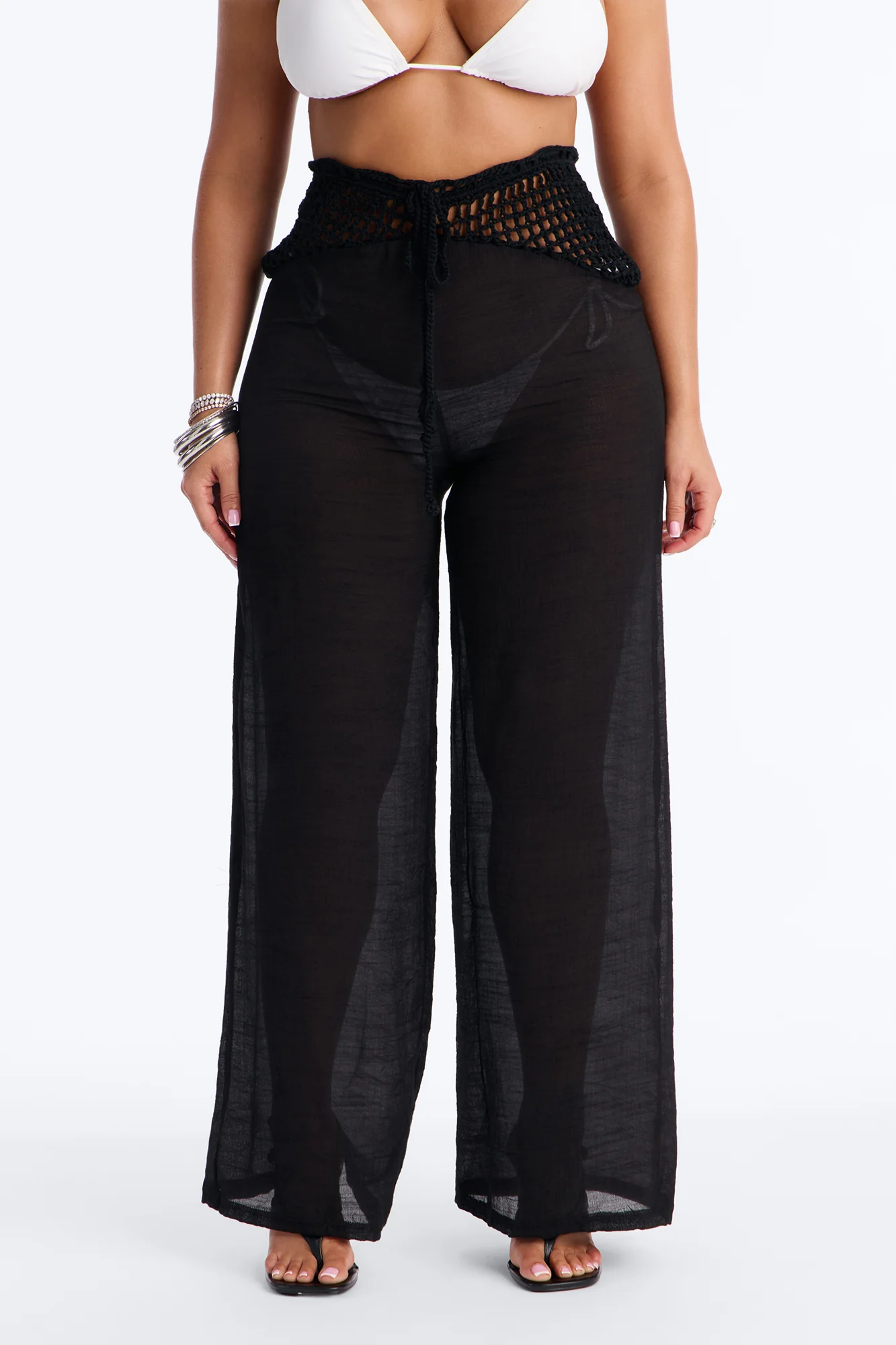 Darling Linen Swim Cover Up Pant - Black - Image 2