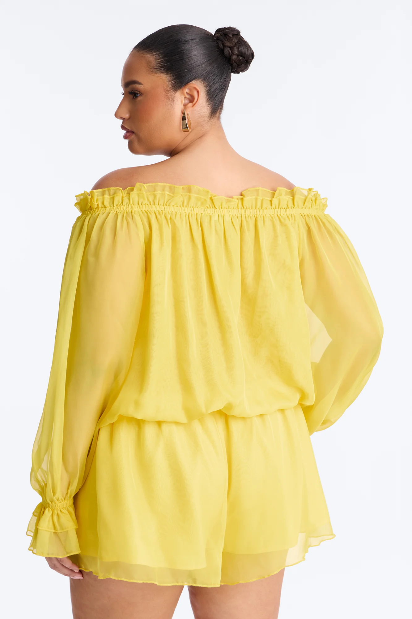 Dasha Chiffon Flowy Romper - Yellow - Image 8