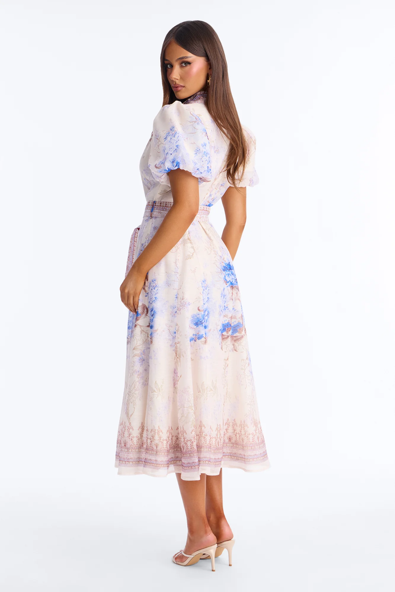 Dawn Floral Chiffon Midi Dress - Cream/combo - Image 4