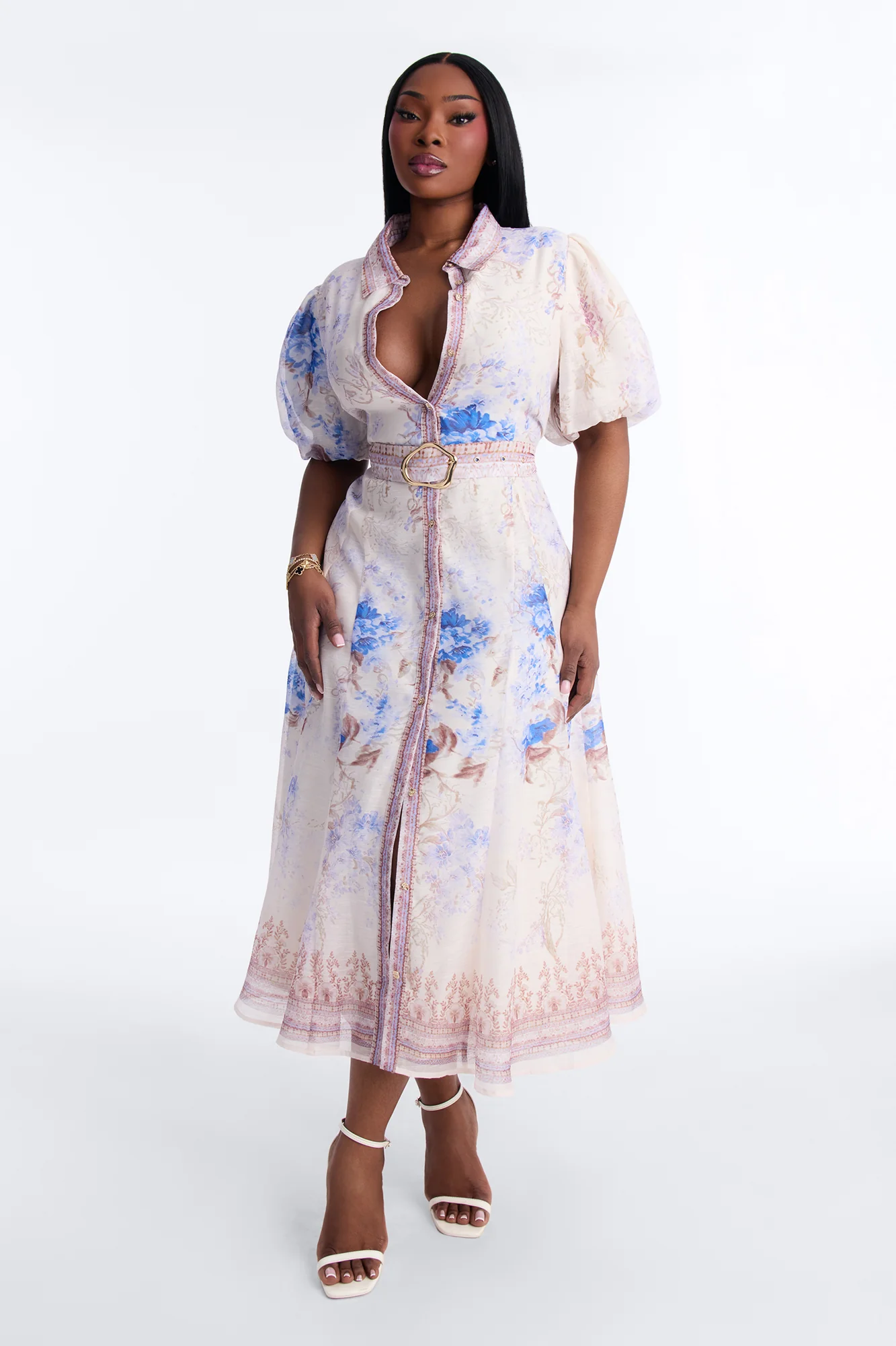 Dawn Floral Chiffon Midi Dress - Cream/combo - Image 5