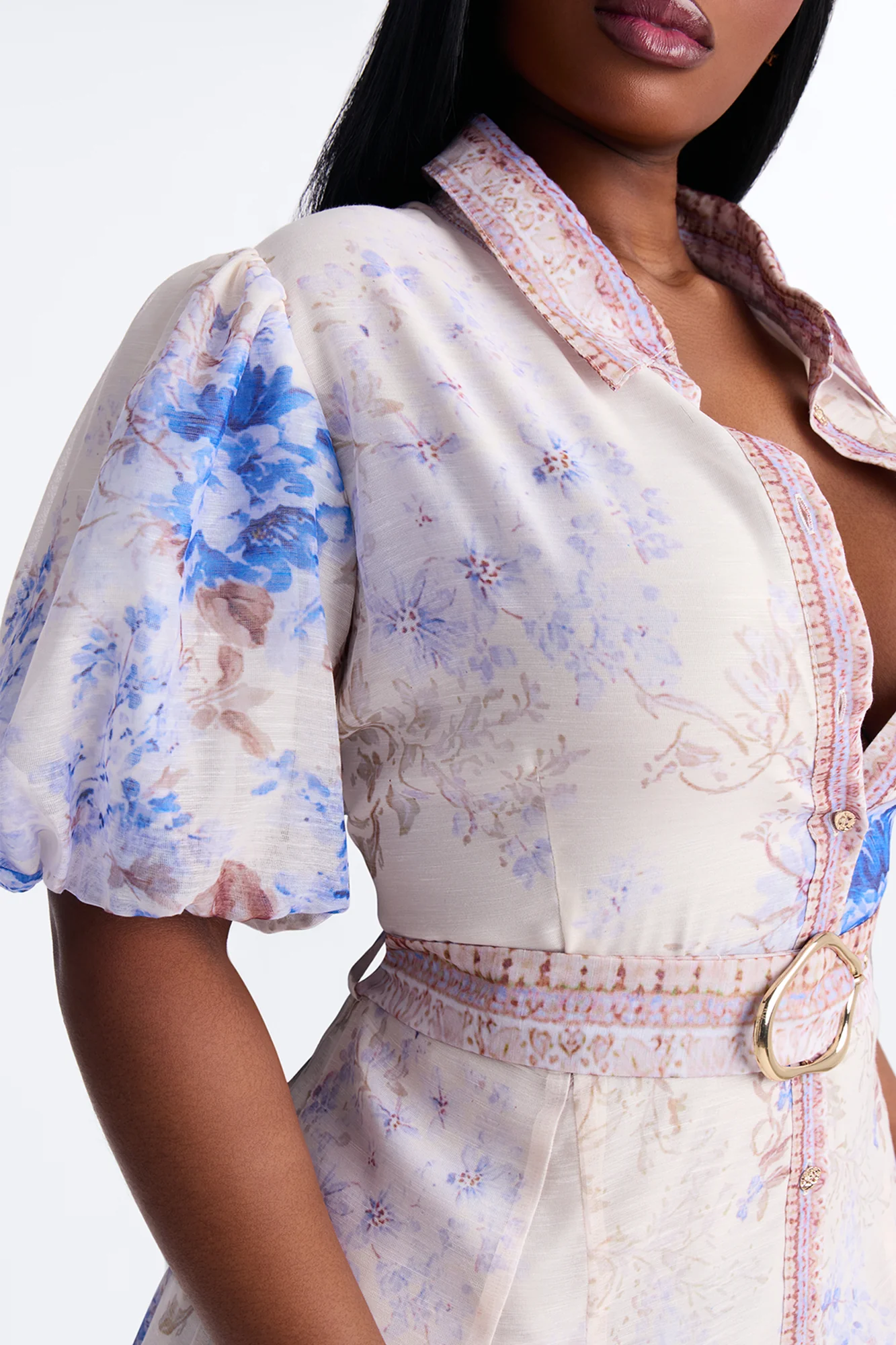 Dawn Floral Chiffon Midi Dress - Cream/combo - Image 7