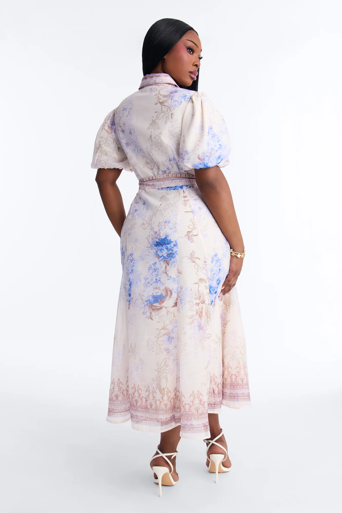 Dawn Floral Chiffon Midi Dress - Cream/combo - Image 8