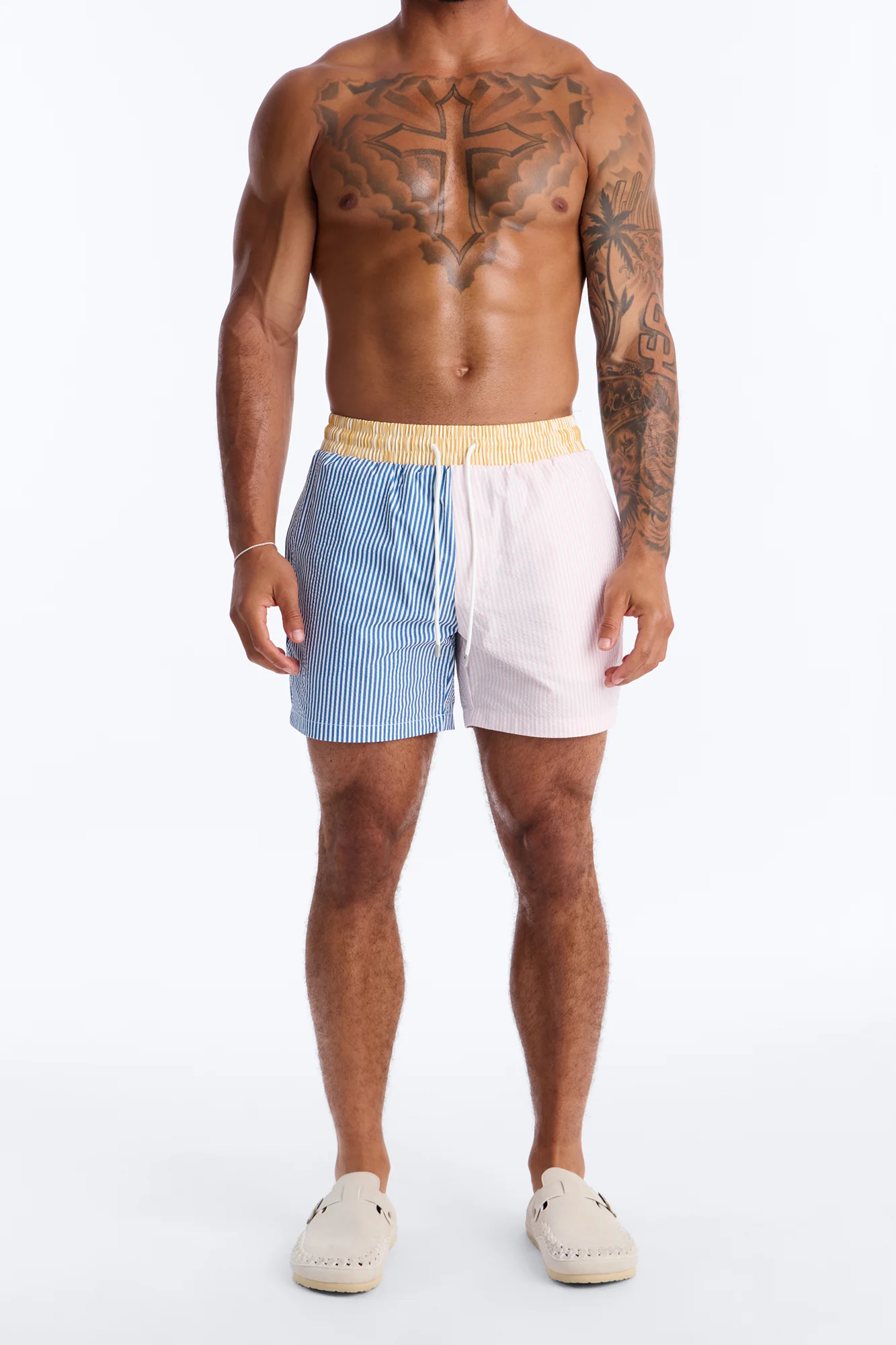 Day Party Seersucker Striped Swim Trunk 6″ - Multi Color