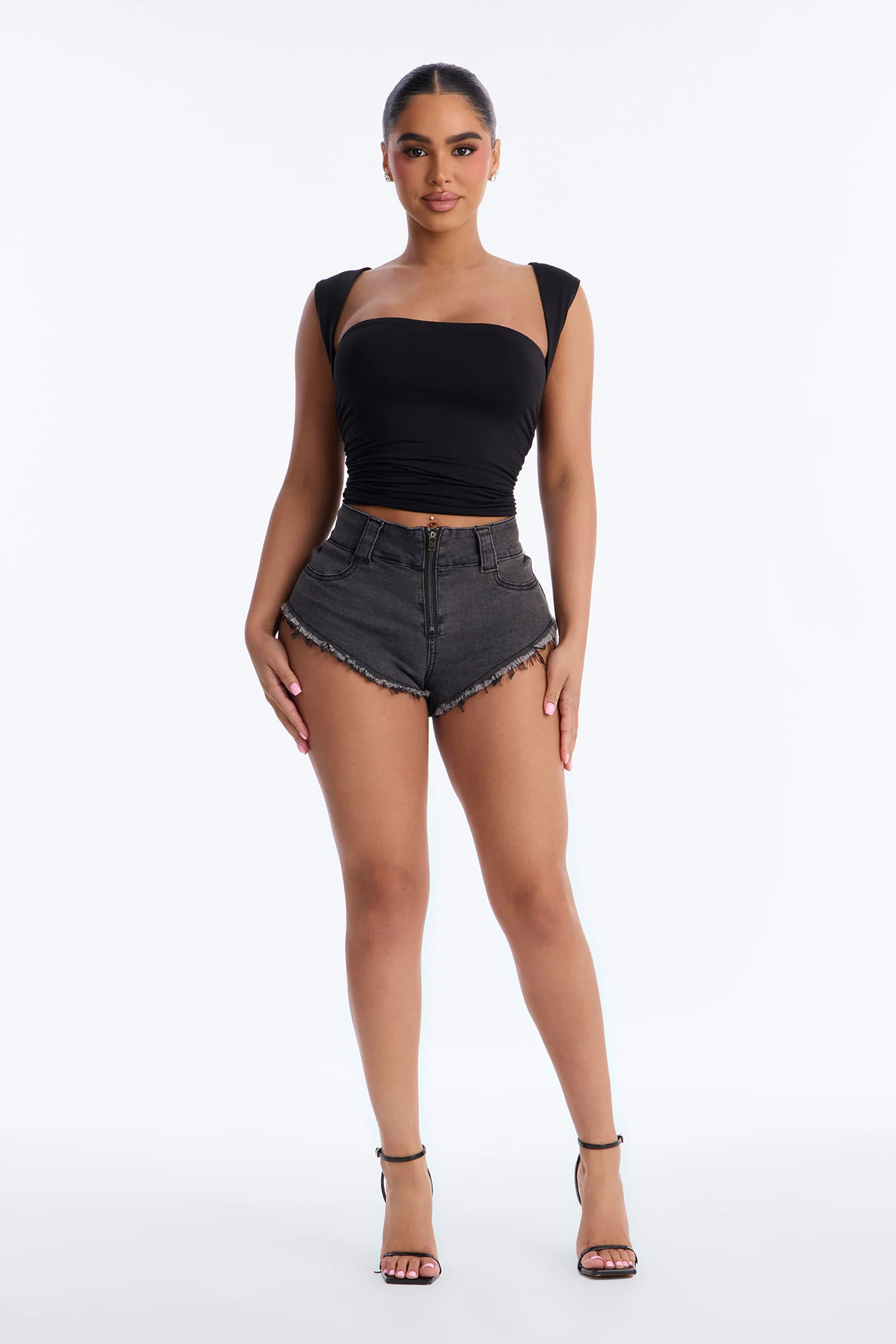 Day Rides Micro Denim Shorts - Black - Image 2