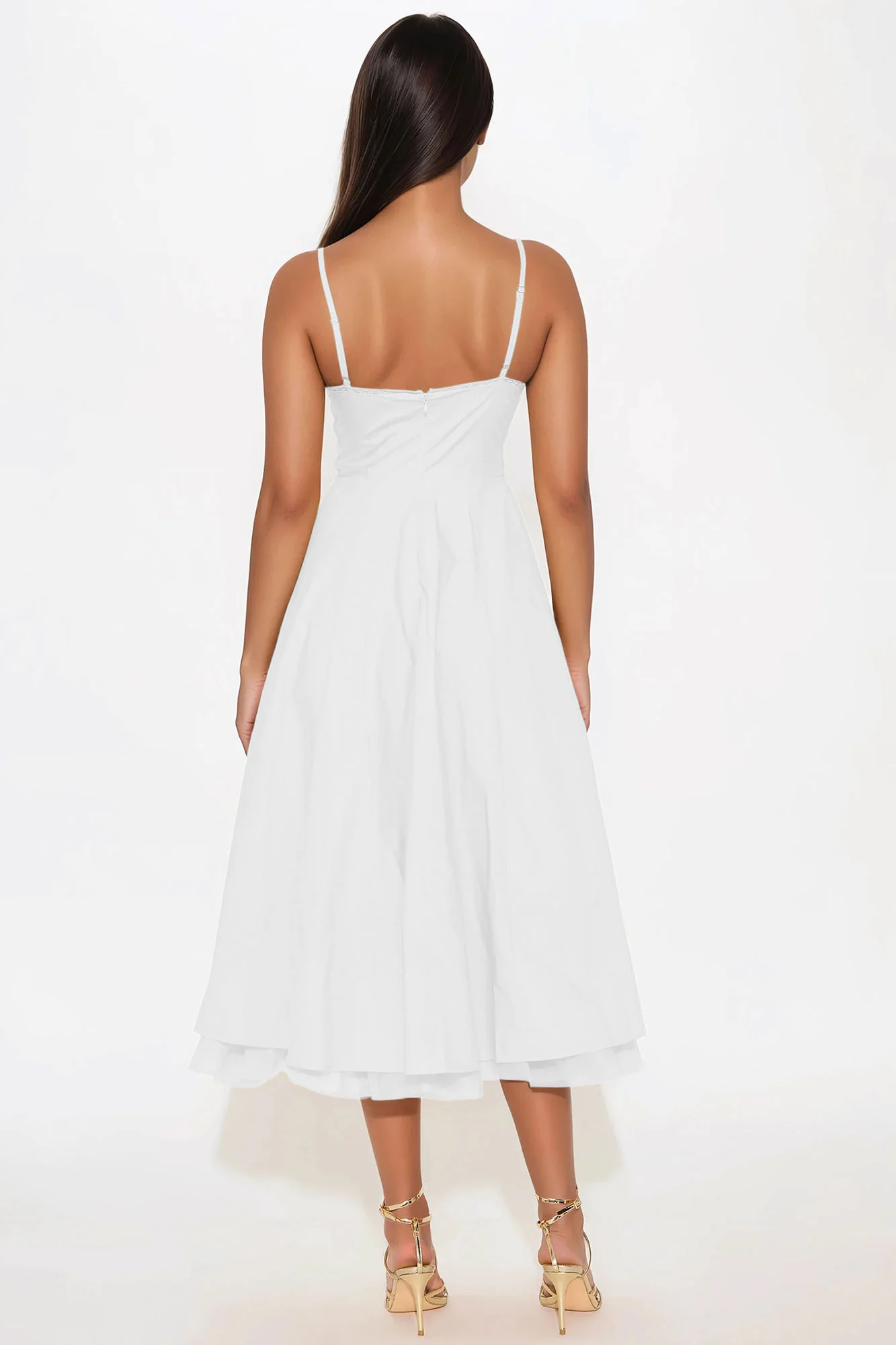 Daya Corset Poplin Midi Dress - White - Image 3
