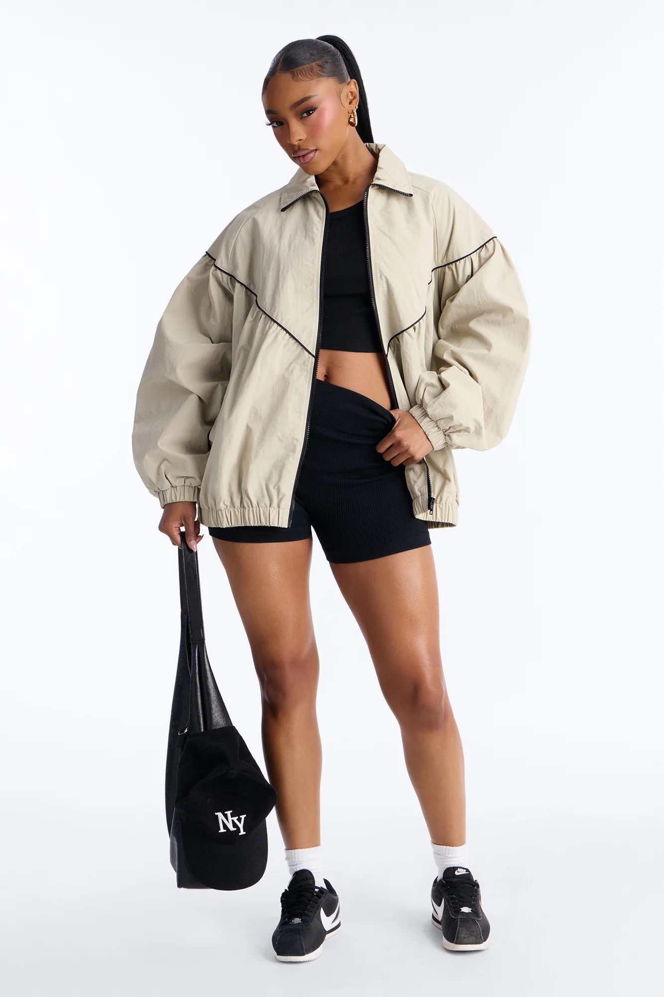 Daybreak Flow Funnel Neck Windbreaker Jacket - Taupe/combo - Image 2