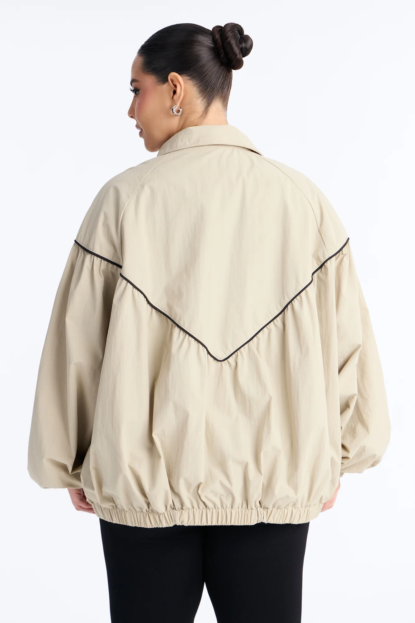 Daybreak Flow Funnel Neck Windbreaker Jacket - Taupe/combo - Image 8